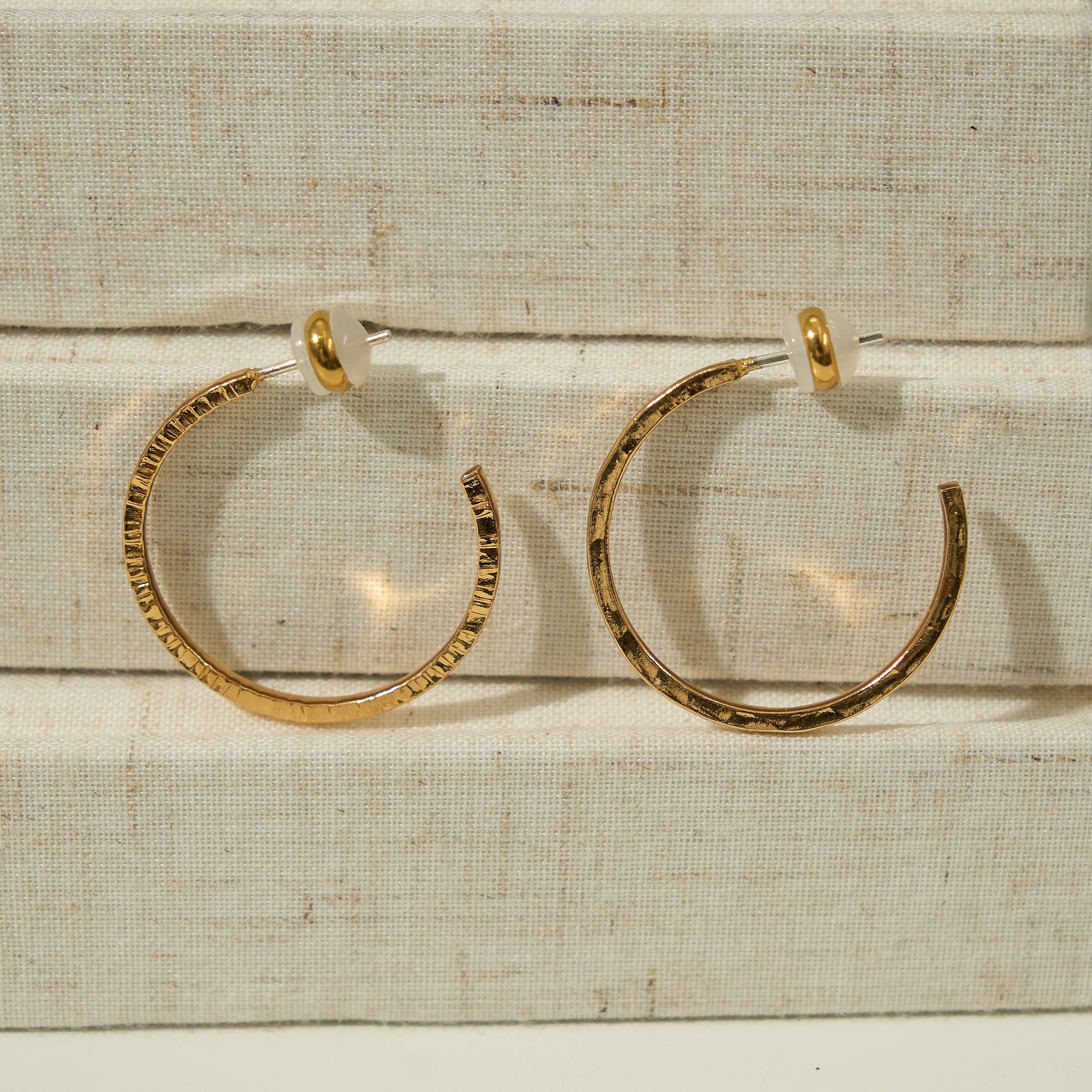 24K Gold Mini Thin Hammered Hoops