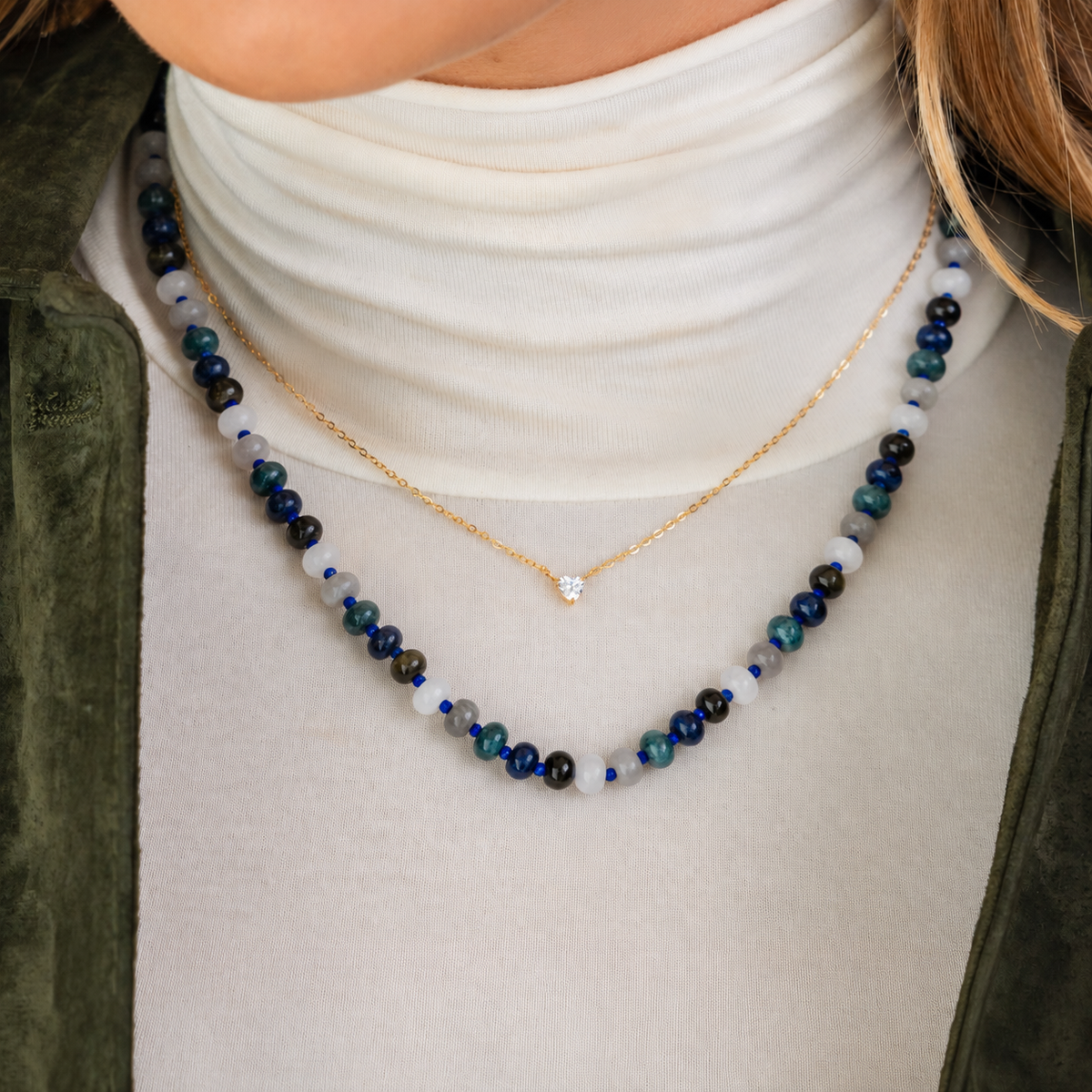 Midnight Mineral Gemstone Necklace - blue
