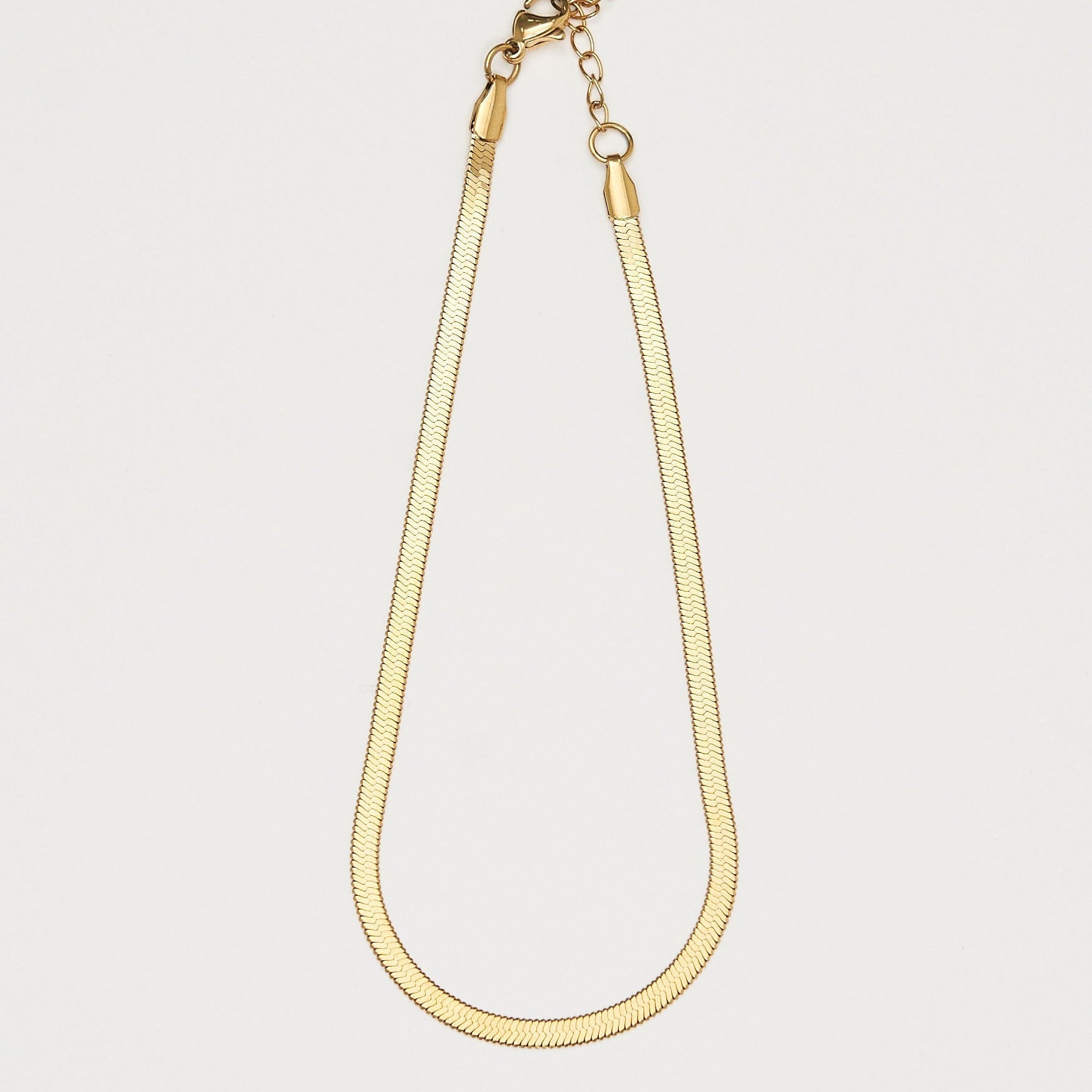 Waterproof Gold Herringbone Anklet