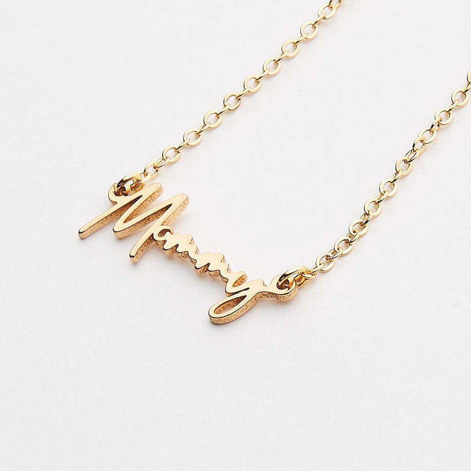 24K Gold Mommy Pendant Necklace