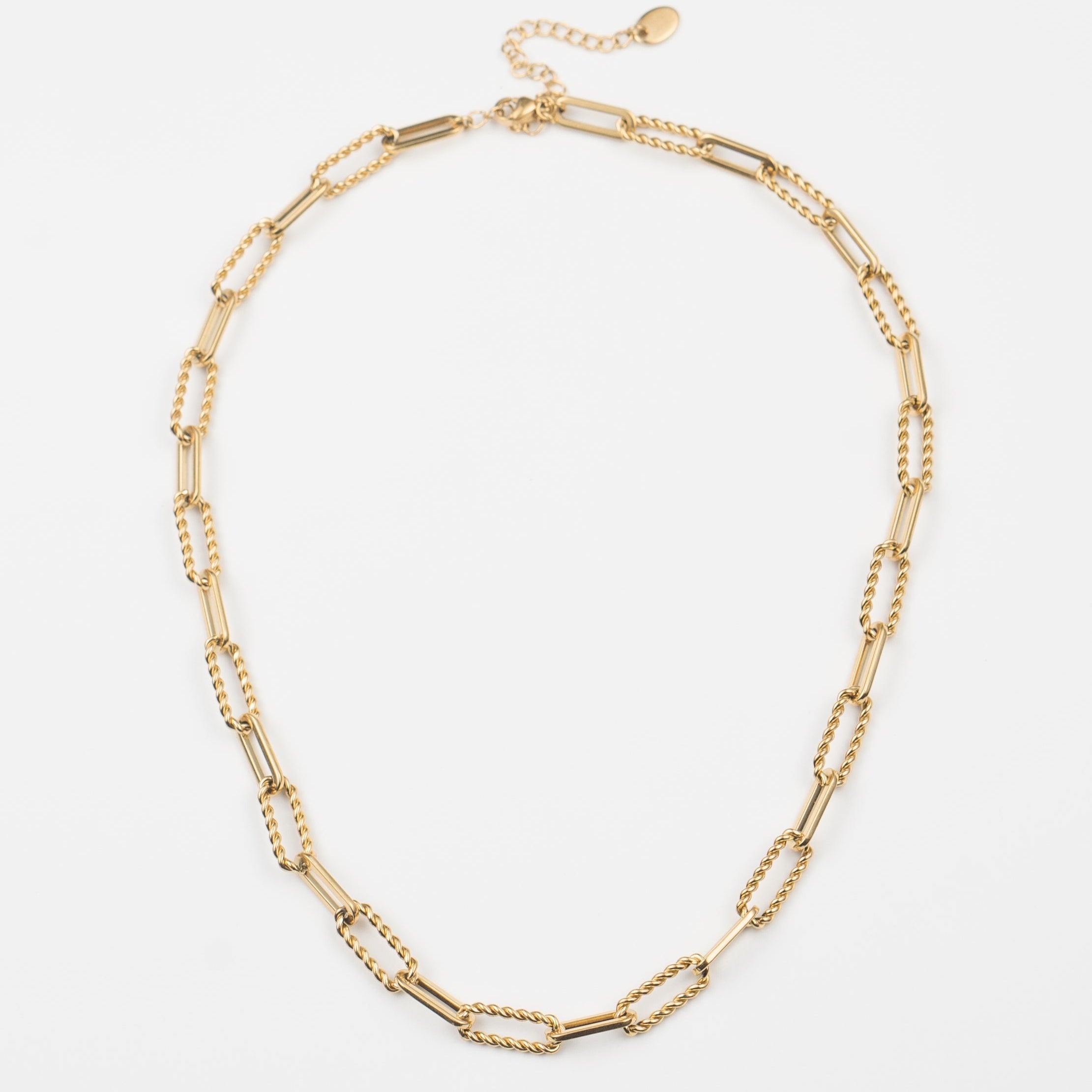 Waterproof Gold Twisted Links Necklace