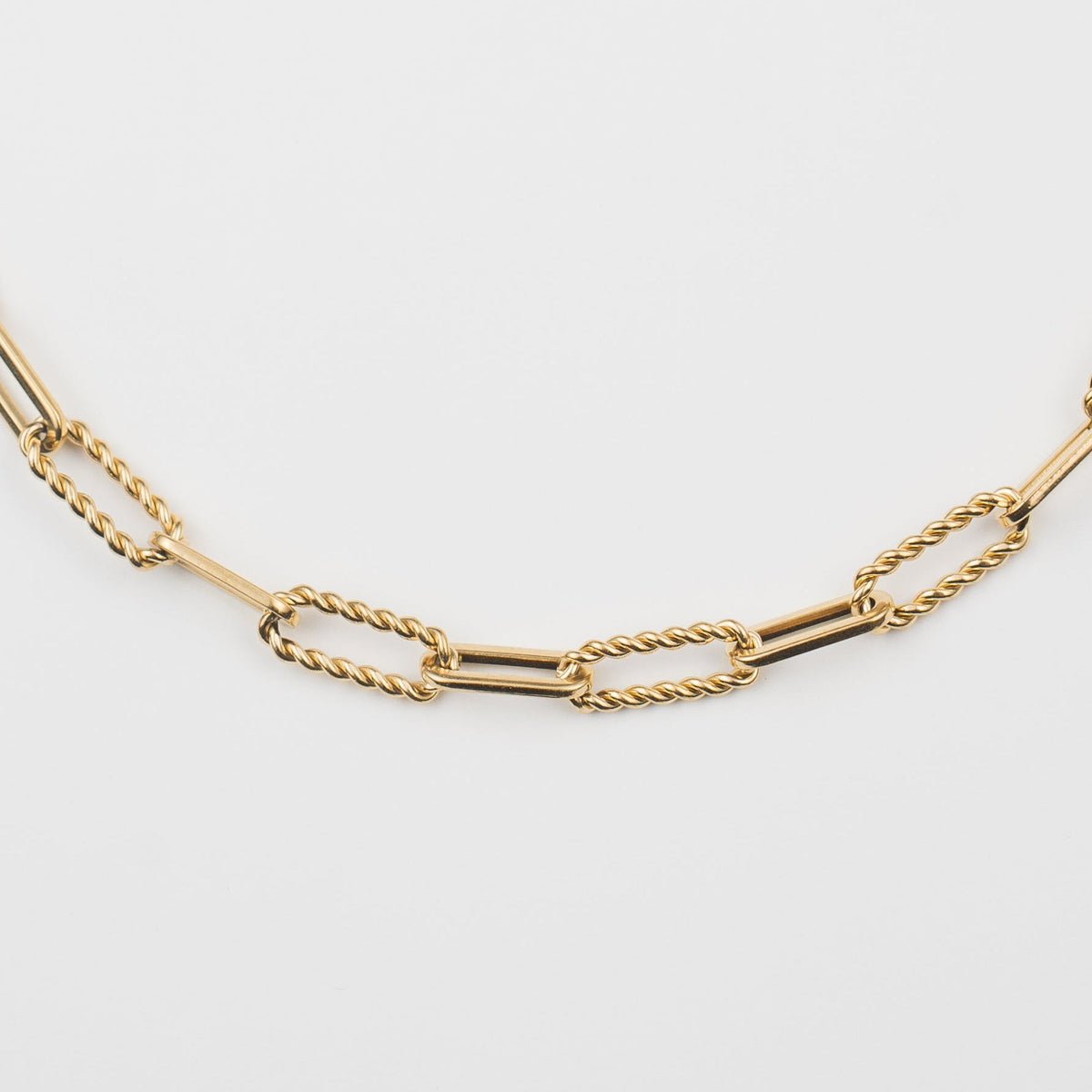 Waterproof Gold Twisted Links Necklace