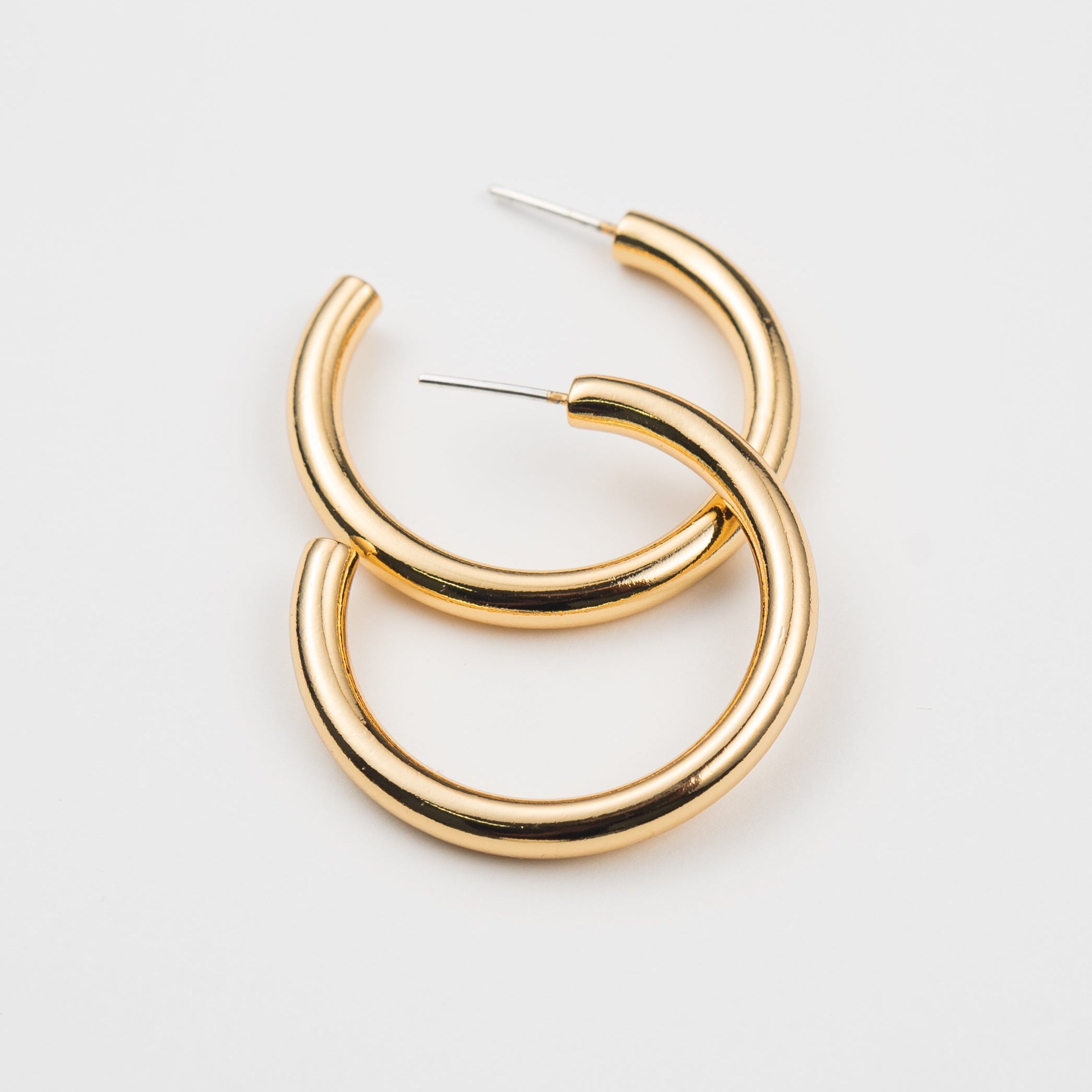 24K Gold 37mm Tube Hoops