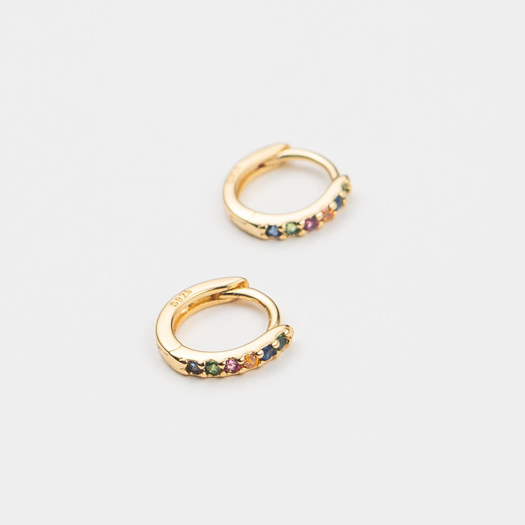 18K Gold Multi-Colored Crystal Huggies
