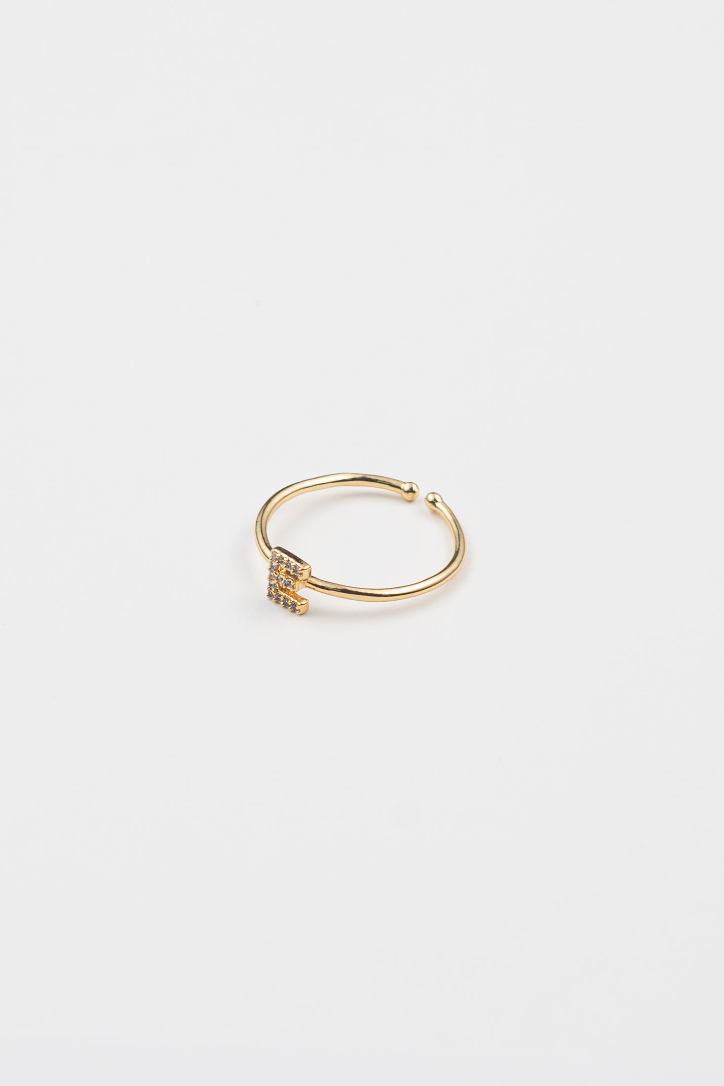 18K Gold Shiny Adjustable Initial Ring
