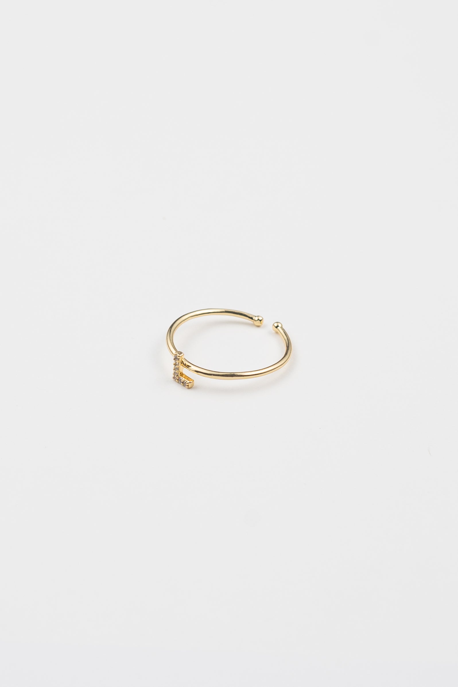 18K Gold Shiny Adjustable Initial Ring