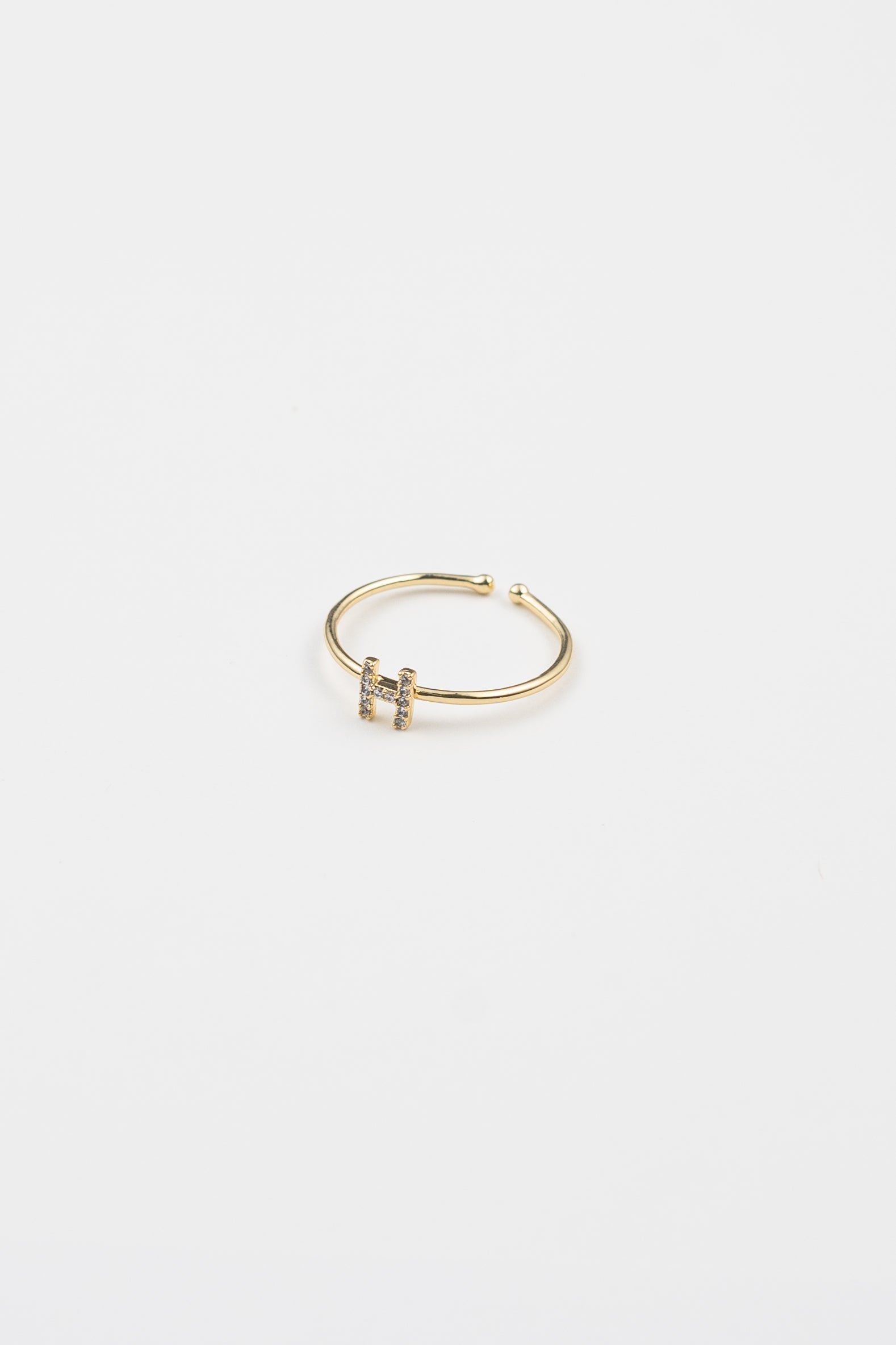 18K Gold Shiny Adjustable Initial Ring