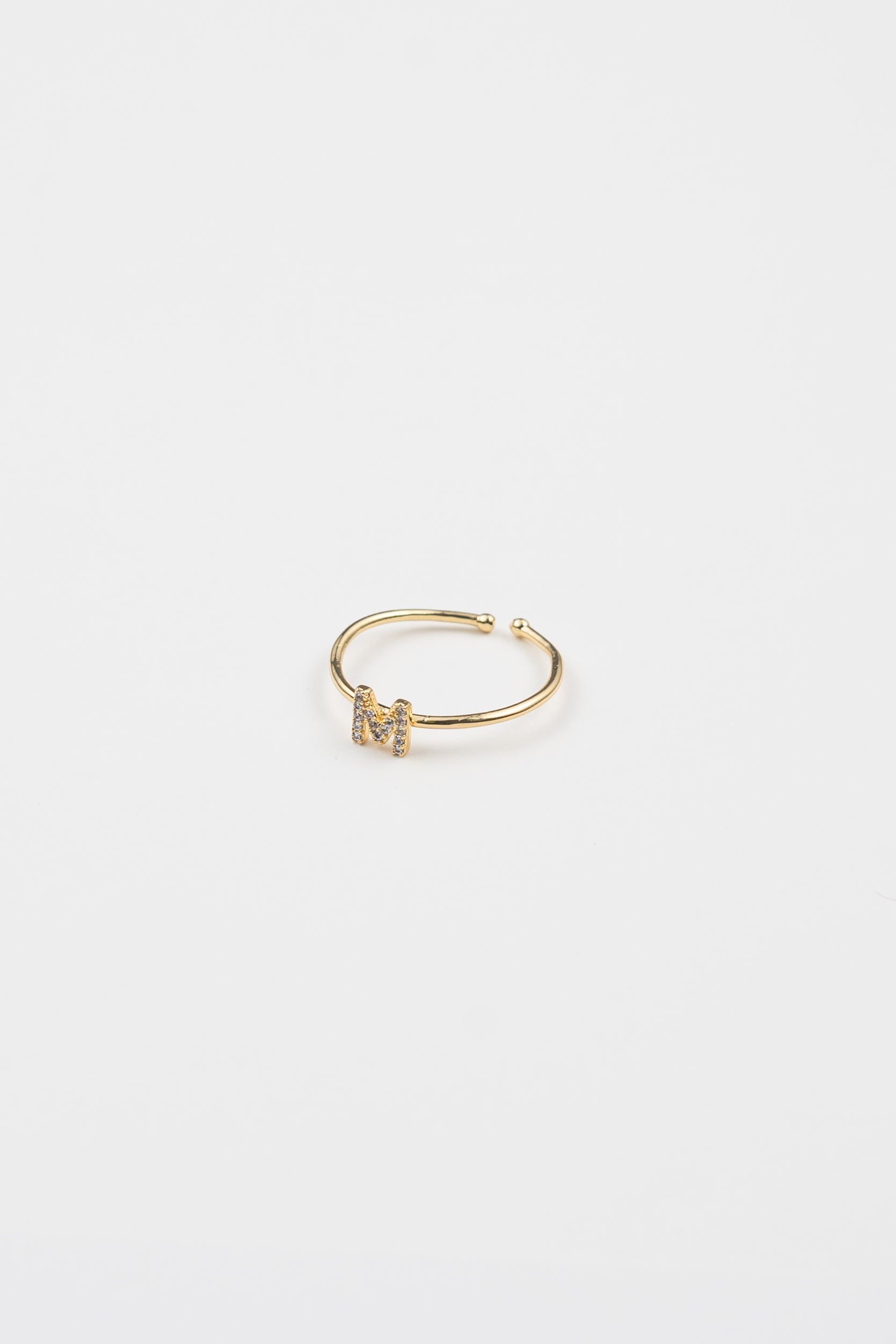 18K Gold Shiny Adjustable Initial Ring