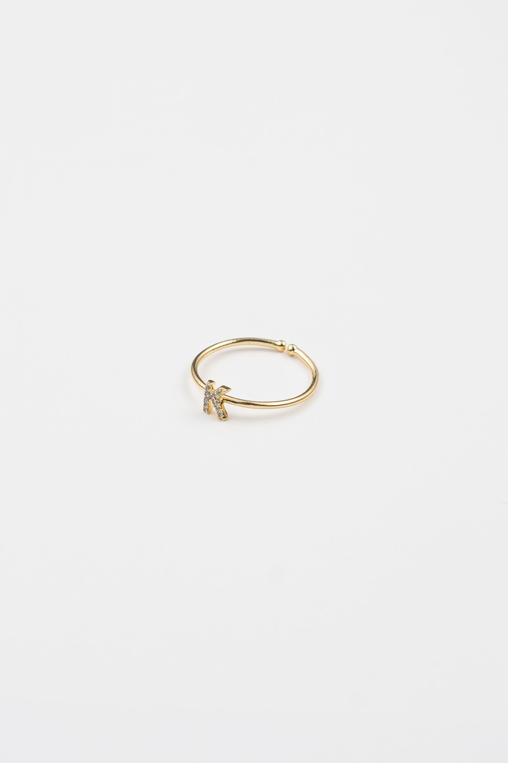 18K Gold Shiny Adjustable Initial Ring