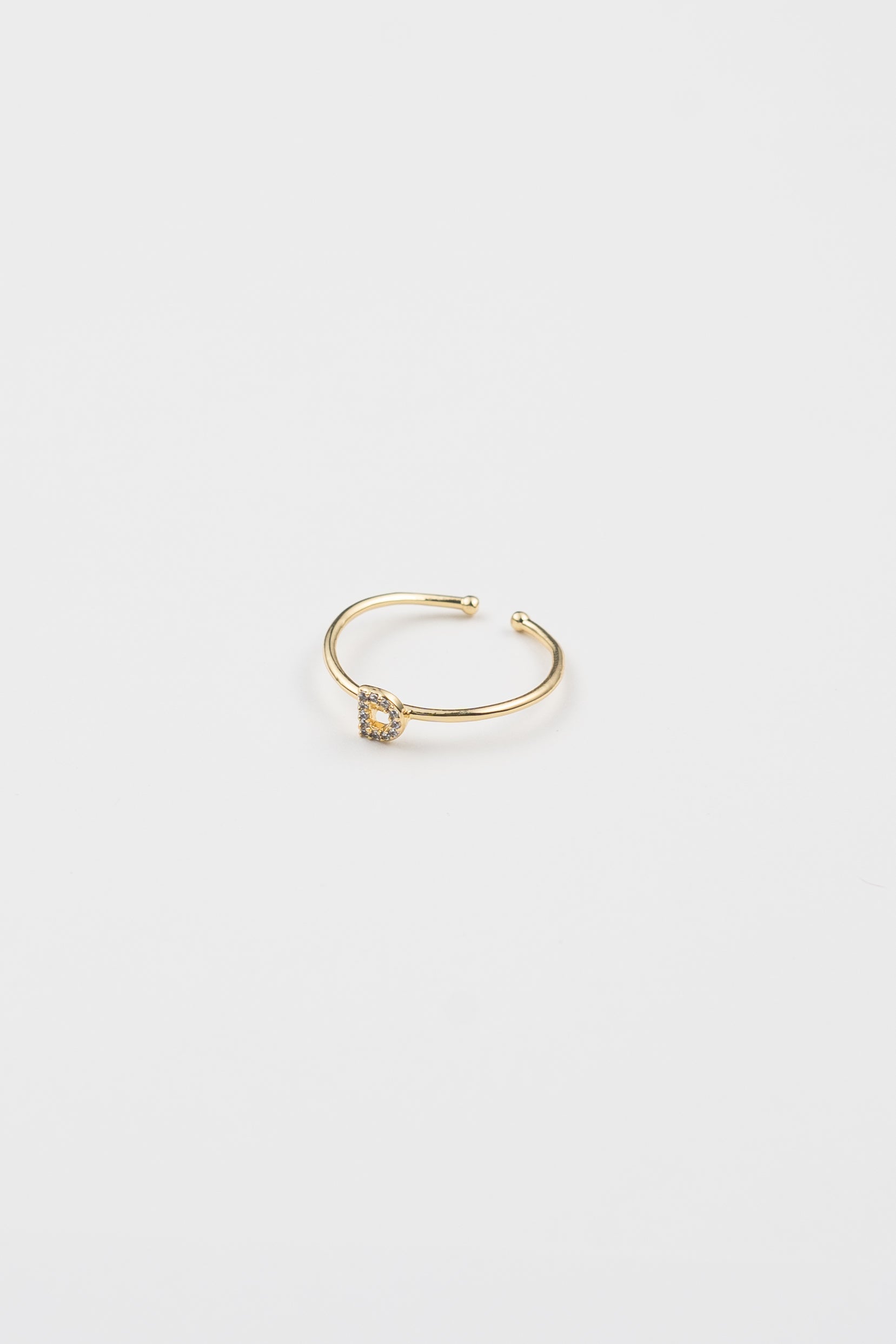 18K Gold Shiny Adjustable Initial Ring