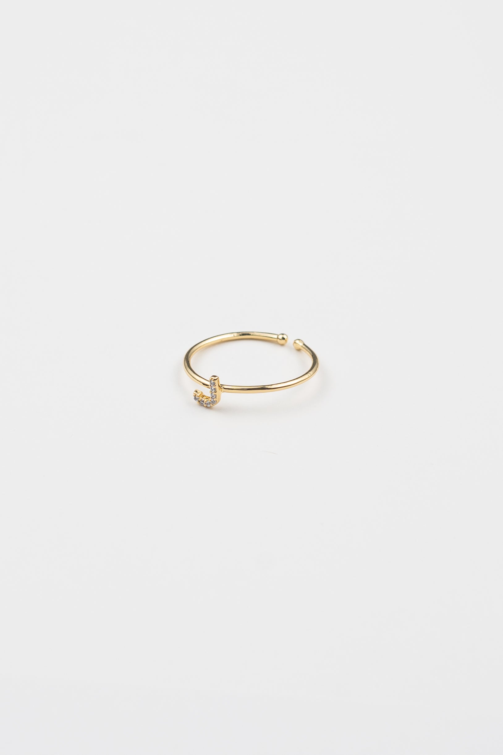 18K Gold Shiny Adjustable Initial Ring