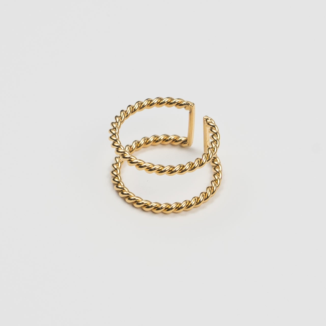 Waterproof Gold Twisted Double Ring