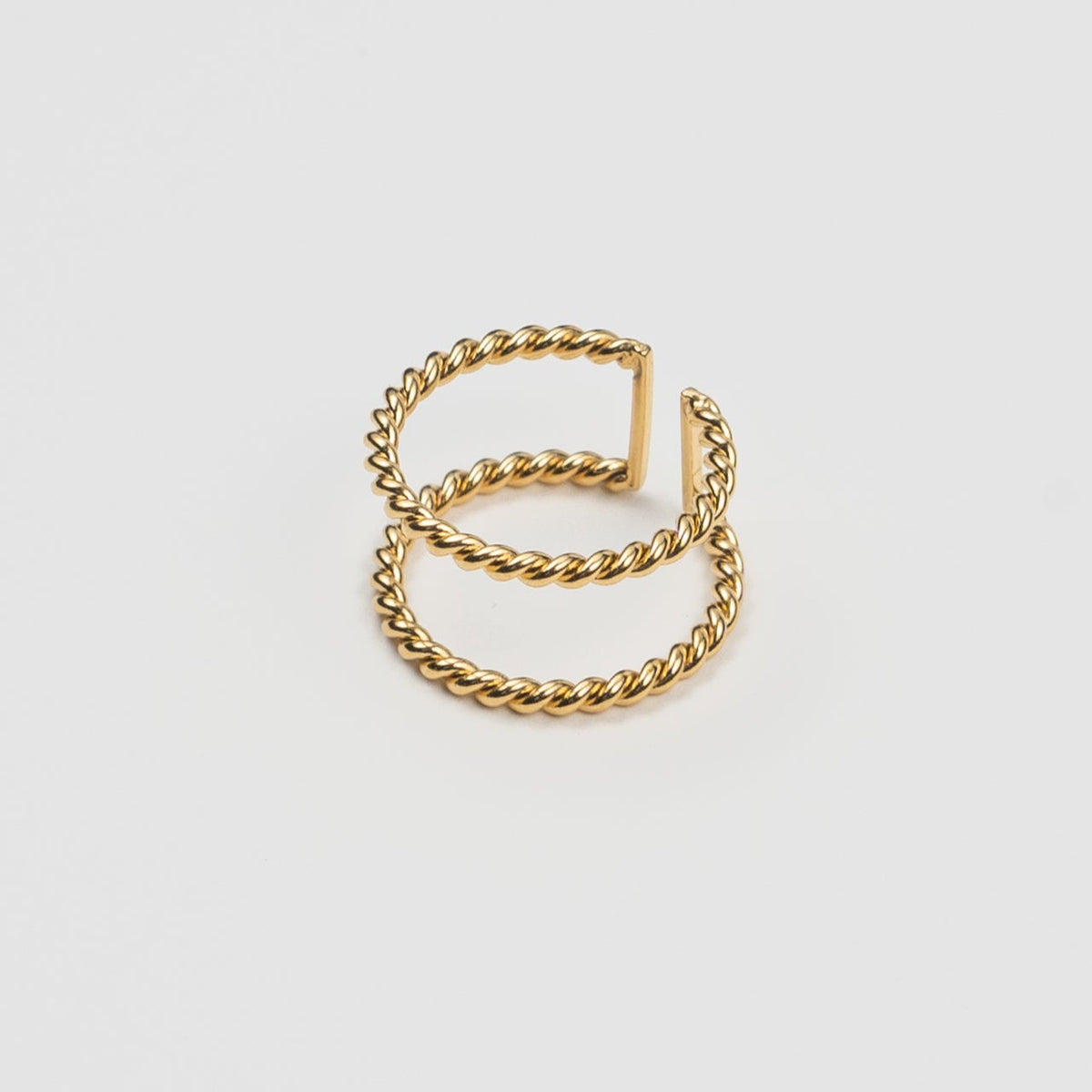 Waterproof Gold Twisted Double Ring