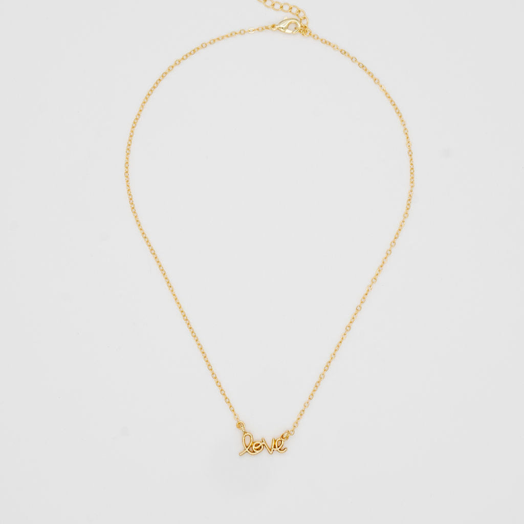 24K Gold Cursive Love Necklace