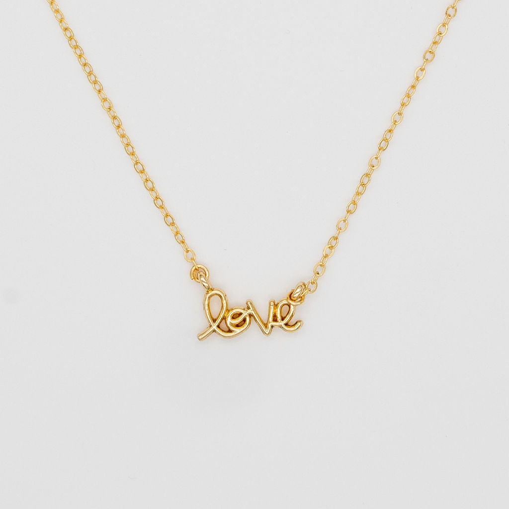 24K Gold Cursive Love Necklace