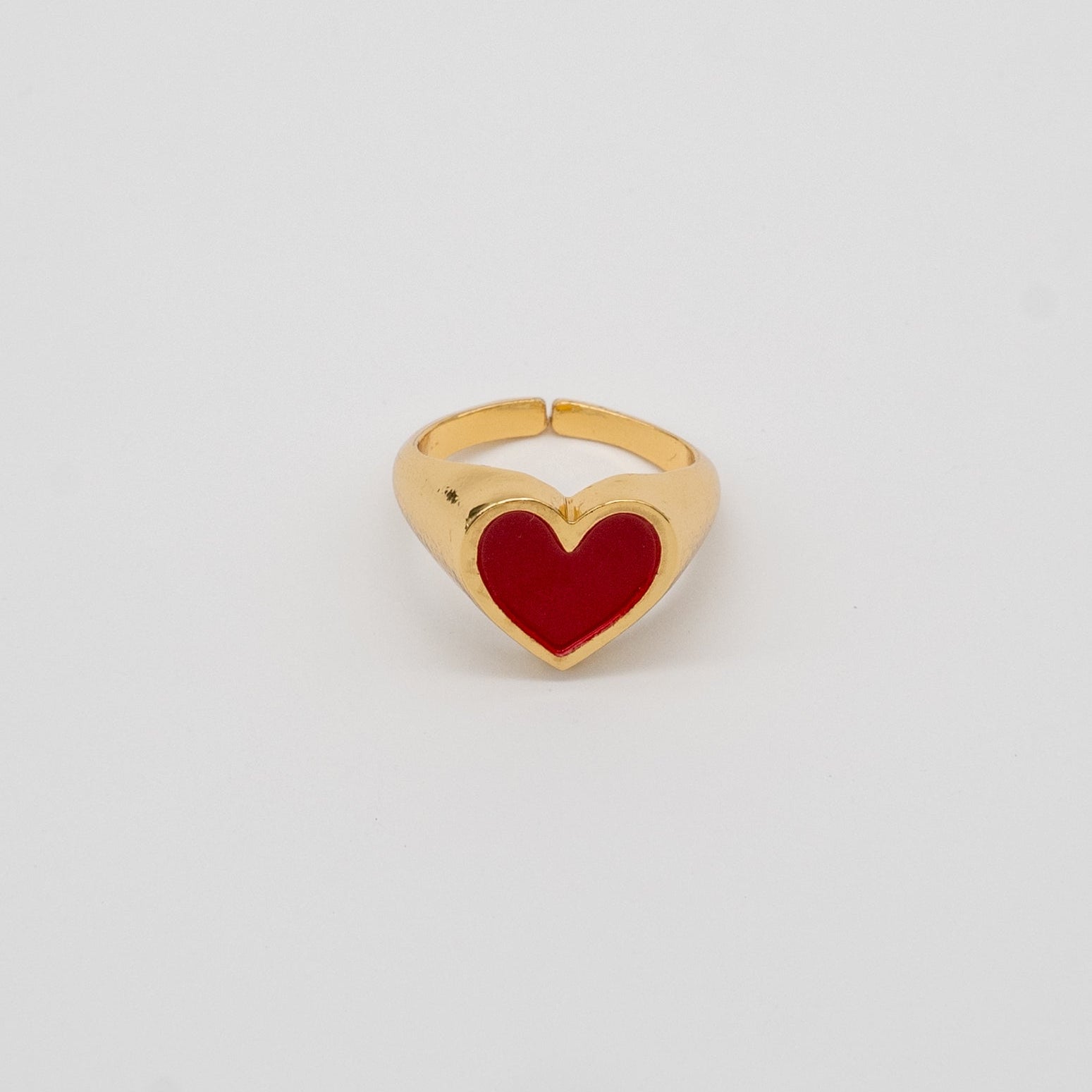 24K Gold Big Red Heart Ring