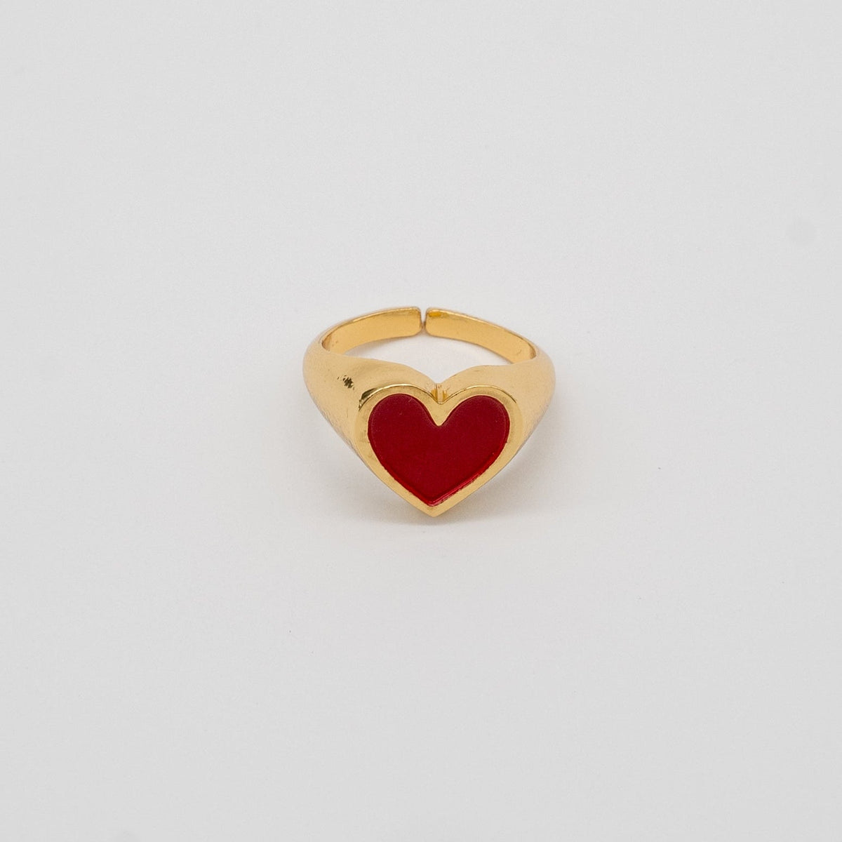 24K Gold Big Red Heart Ring