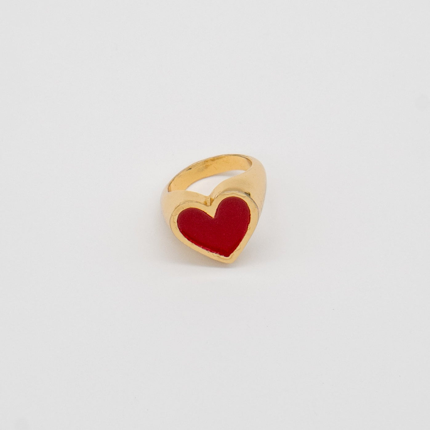 24K Gold Big Red Heart Ring