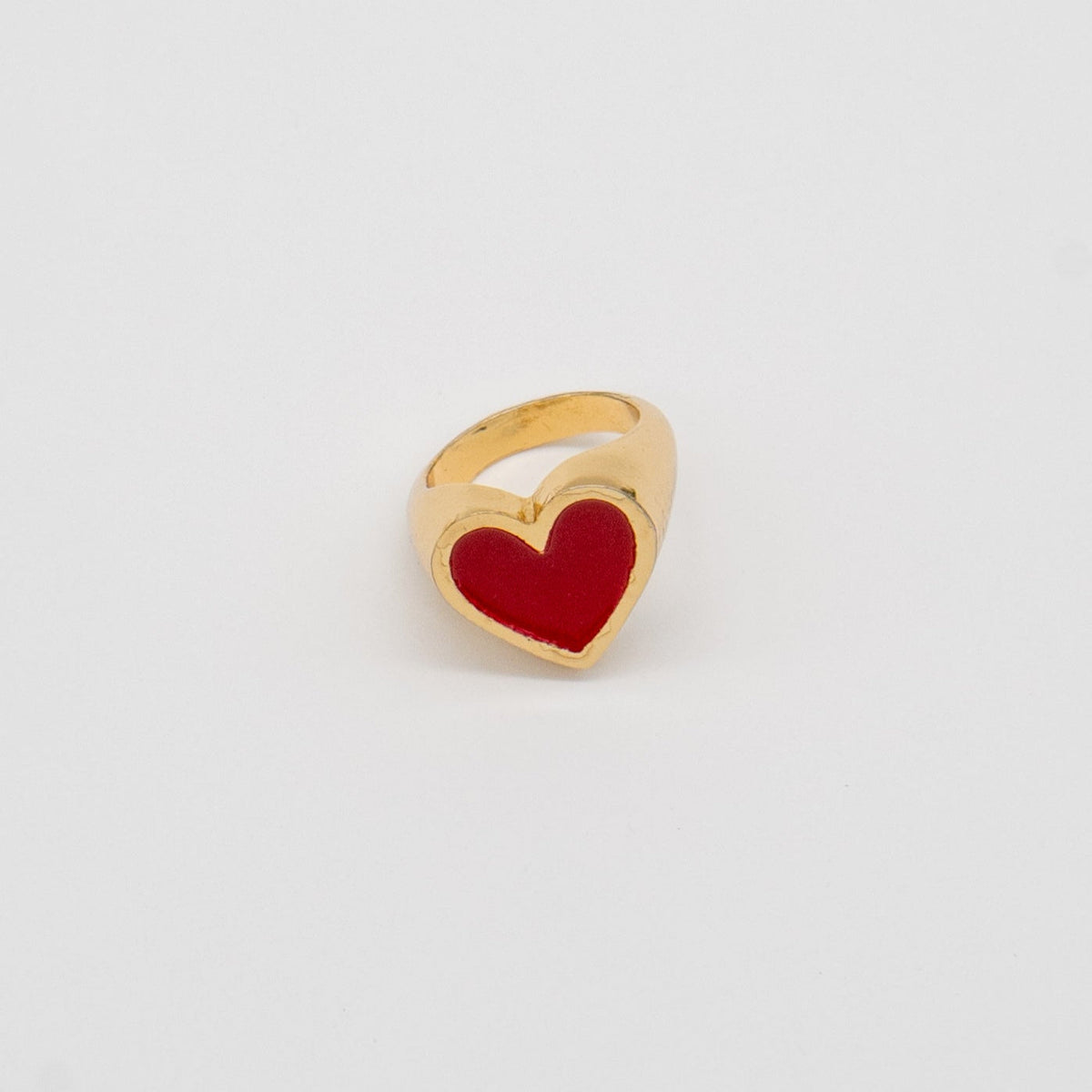 24K Gold Big Red Heart Ring