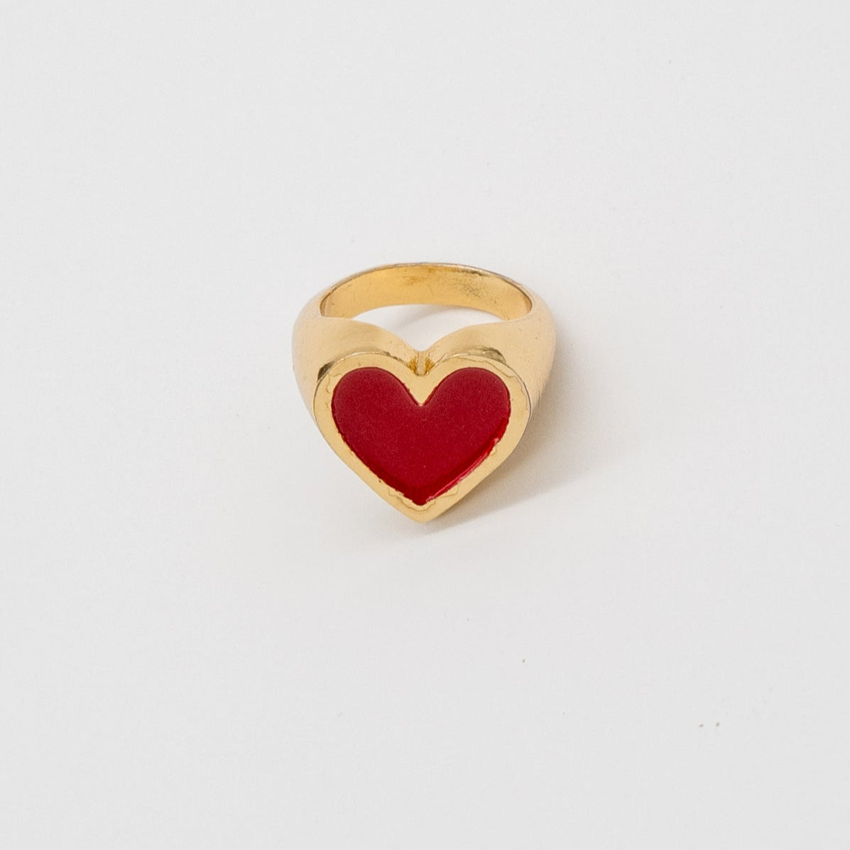 24K Gold Big Red Heart Ring