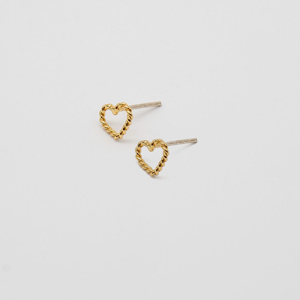 24K Gold Heart Drop Studs