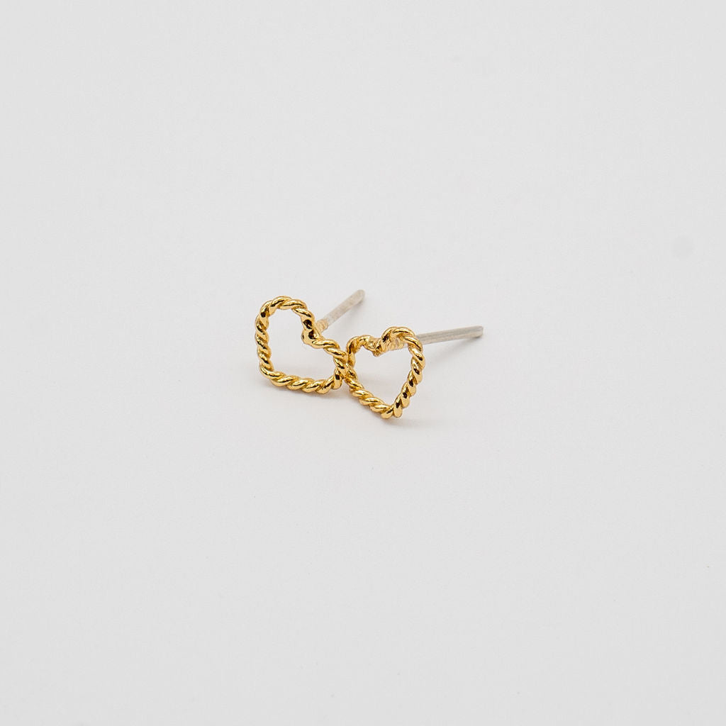 24K Gold Heart Drop Studs