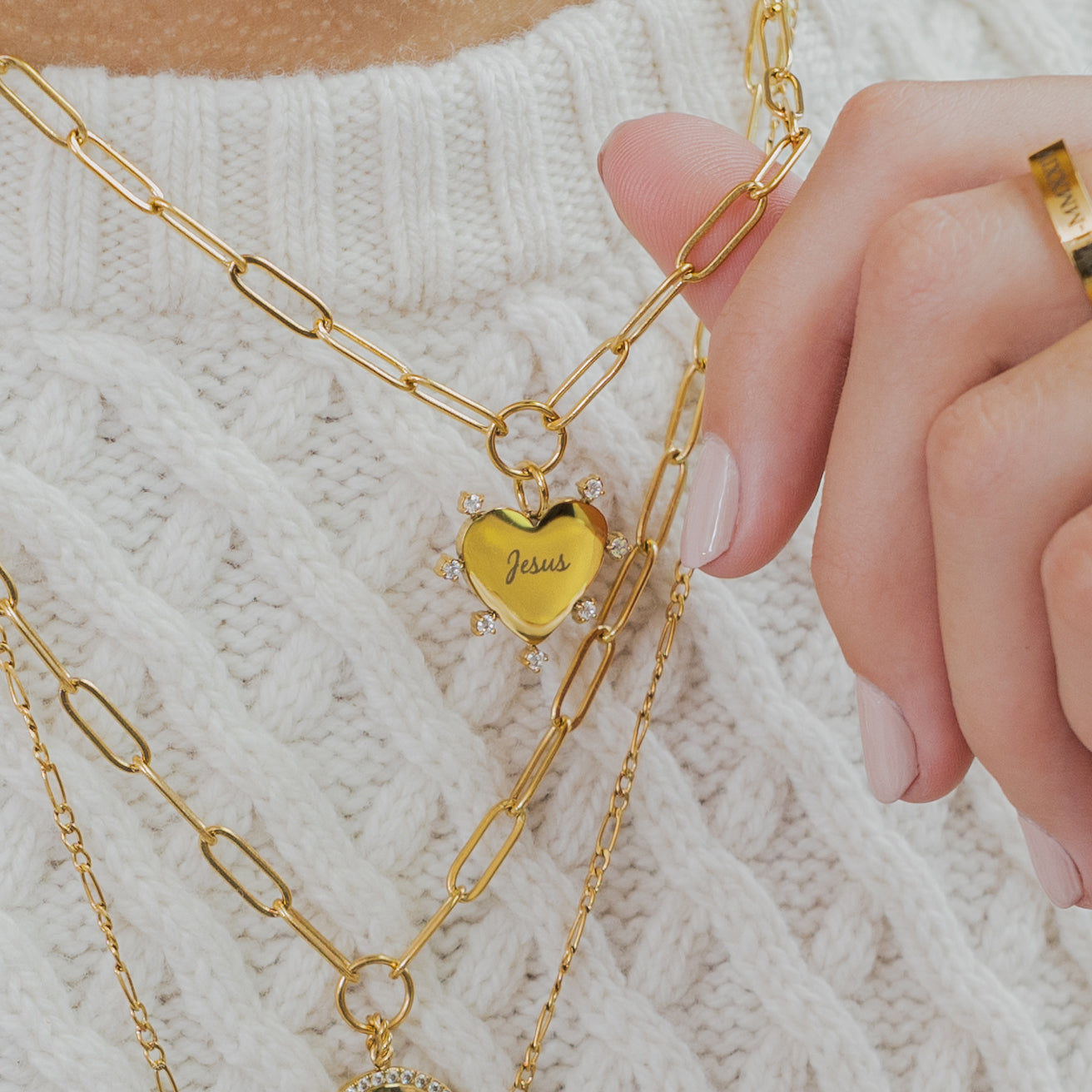 Waterproof Gold Paperclip Heart Necklace (Get it engraved!)