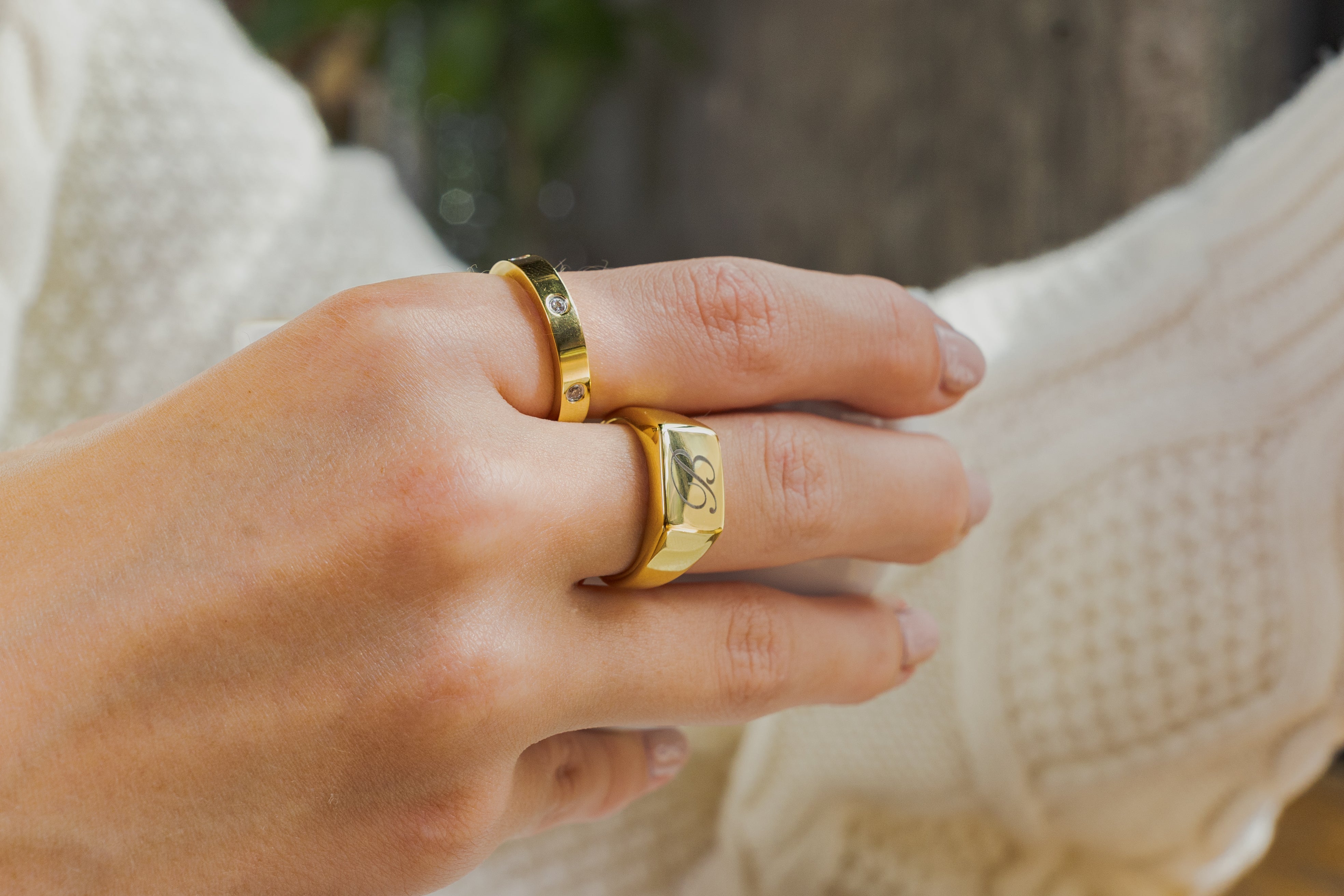 Waterproof Gold Signet Ring (Get it engraved!)