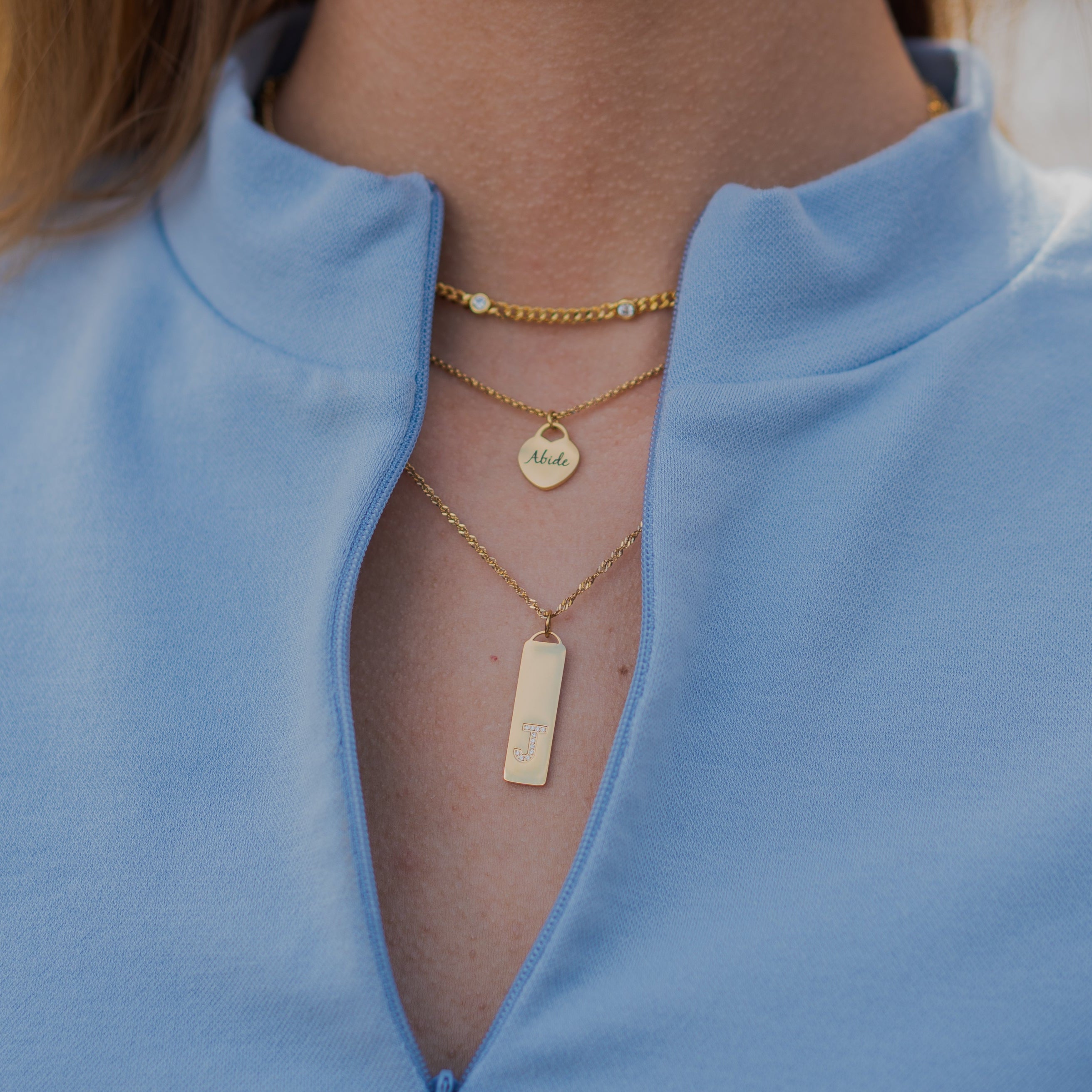 Waterproof Simple Gold Heart Necklace (Get it engraved!)