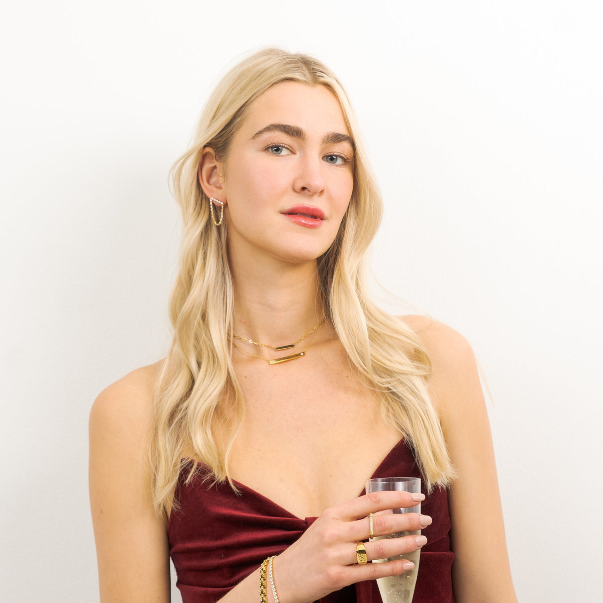 18K Gold Tennis Drop Earrings