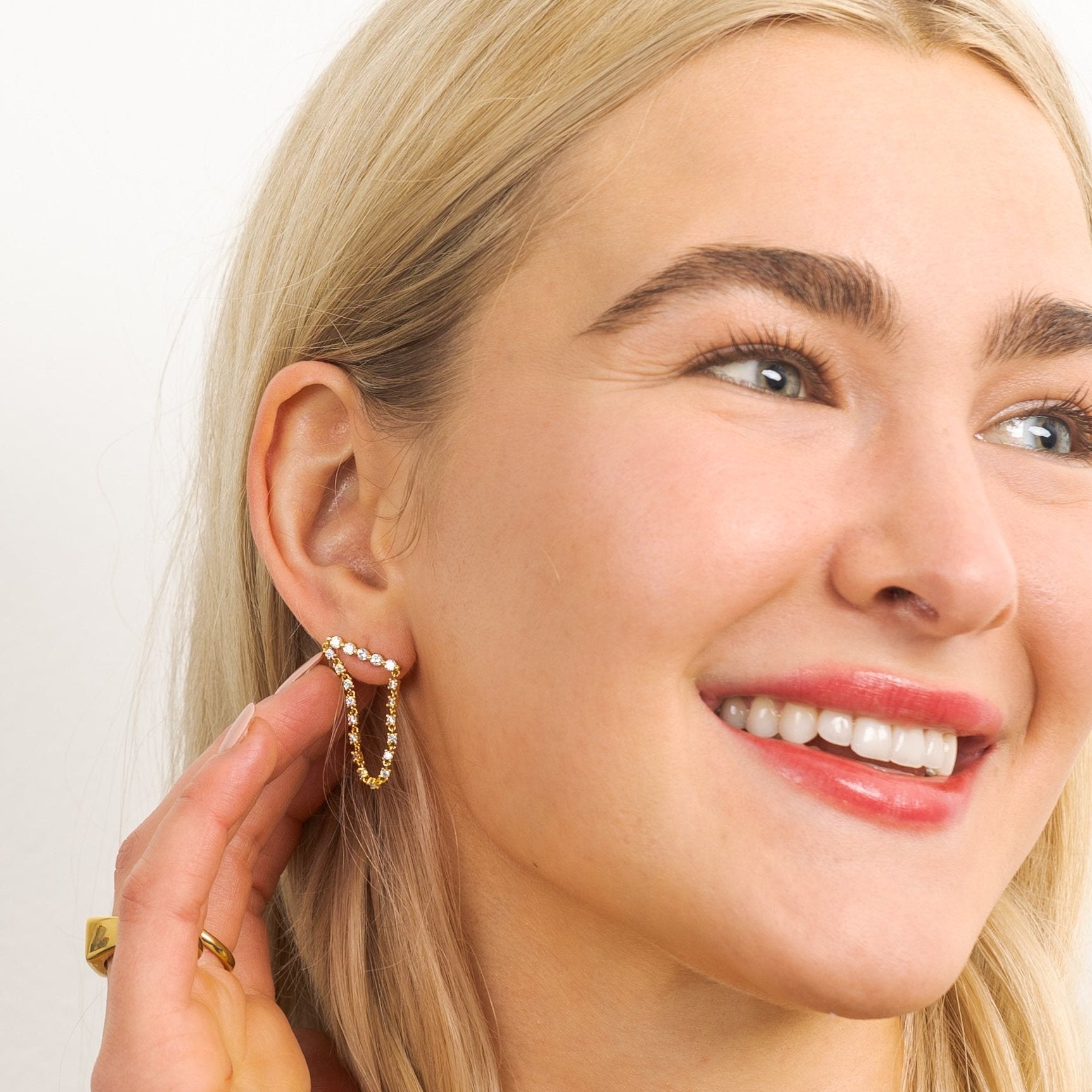 18K Gold Tennis Drop Earrings