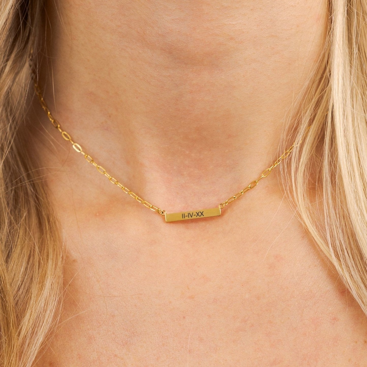 Personalized Bar Necklace Mini, Paperclip Chain