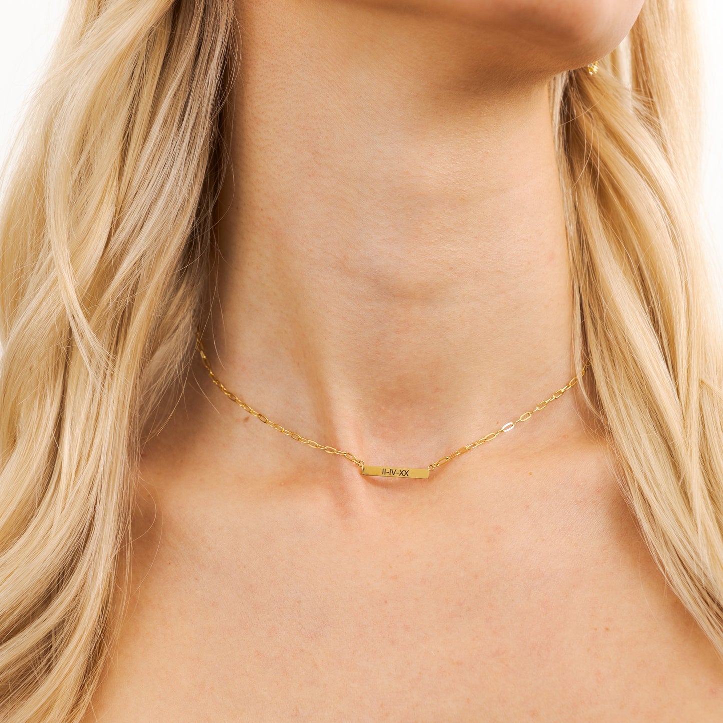 Personalized Bar Necklace Mini, Paperclip Chain