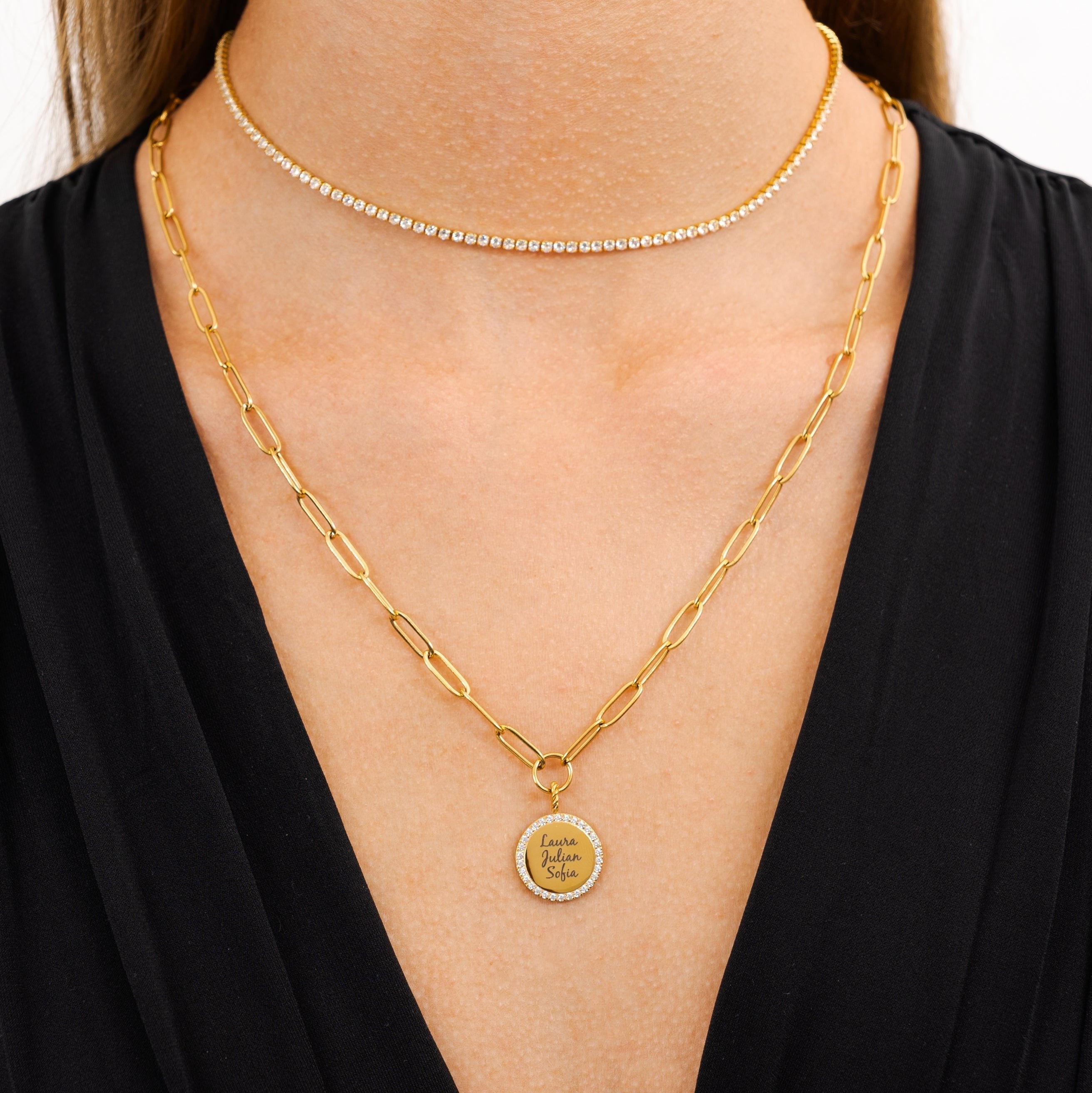 Waterproof Gold Paperclip Coin Necklace (Get it engraved!)