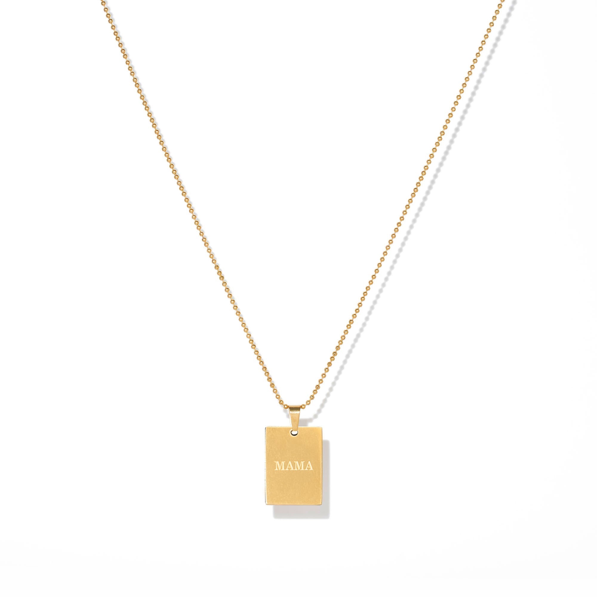 Waterproof Gold Mama Tag Pendant Necklace
