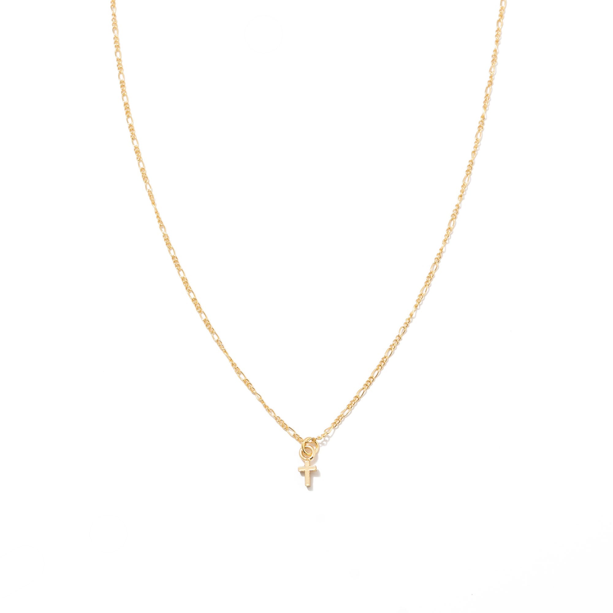 24K Gold Dainty Cross Pendant Necklace