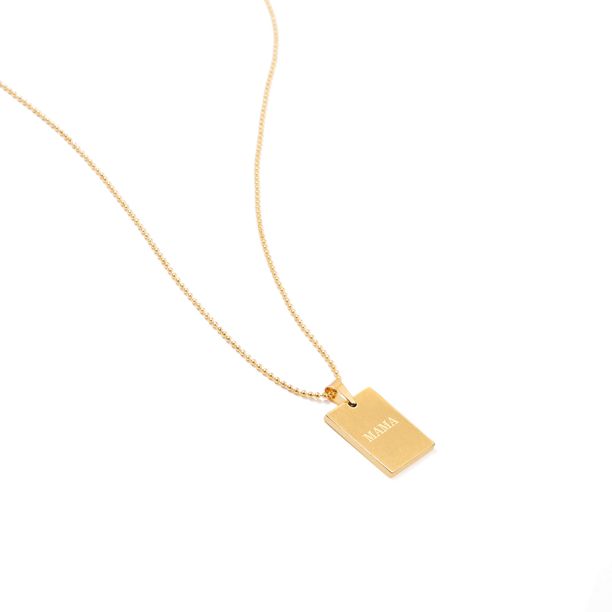 Waterproof Gold Mama Tag Pendant Necklace