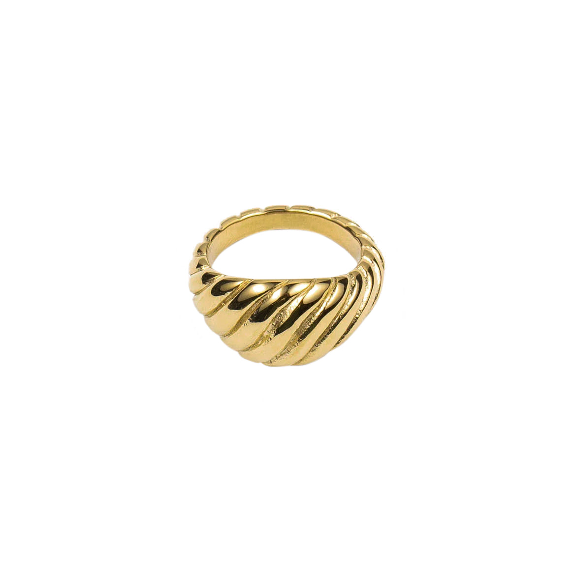 Waterproof Gold Big Twisted Ring