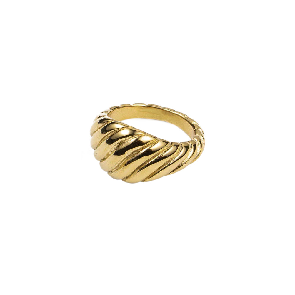 Waterproof Gold Big Twisted Ring