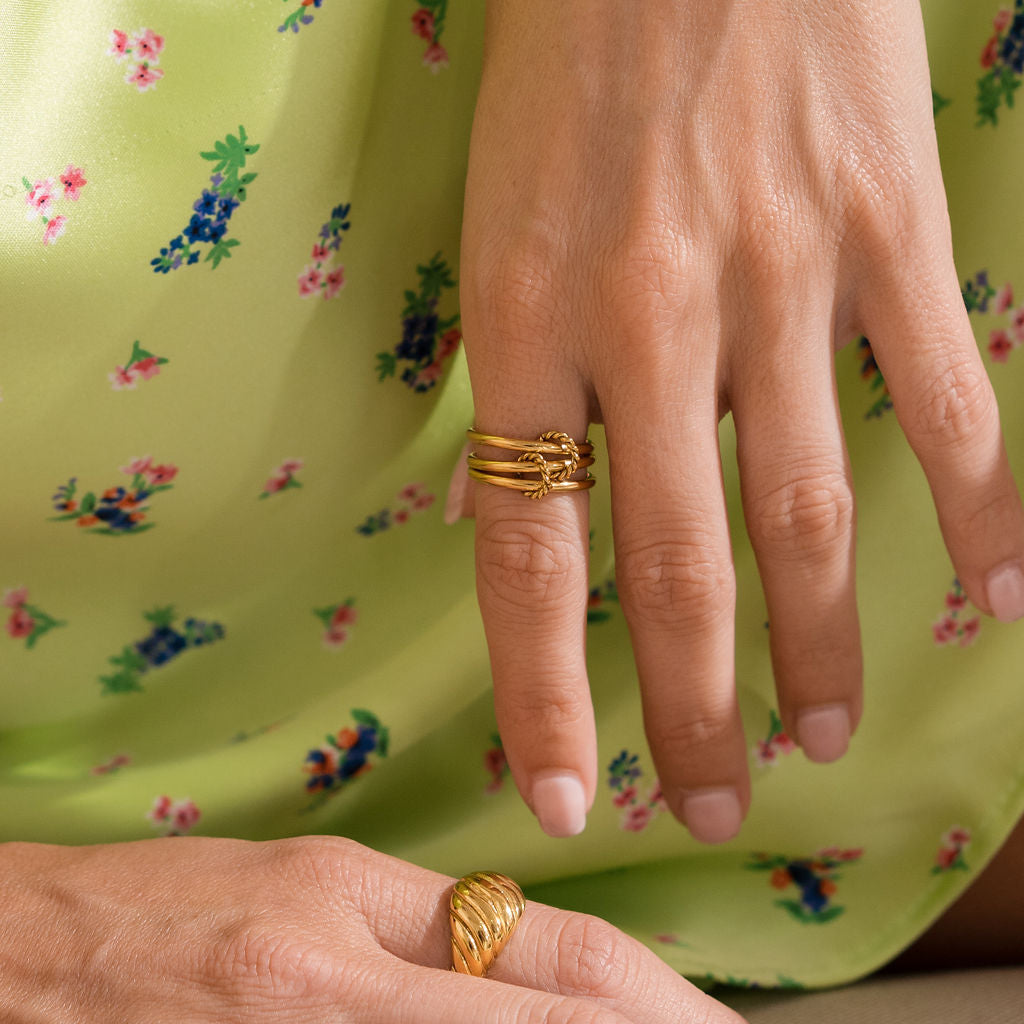 Waterproof Gold Triple Stacked Ring
