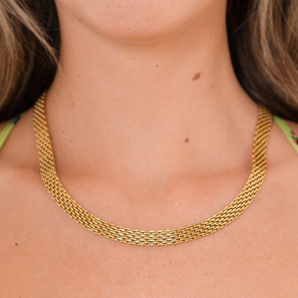 Waterproof Large Gold Braided Necklace