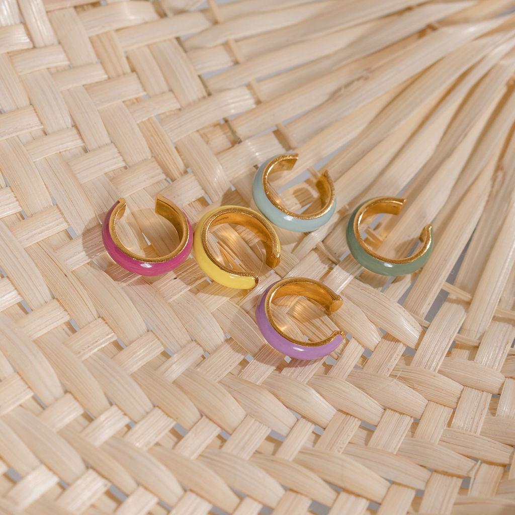 18K Gold Magenta Ear Cuff