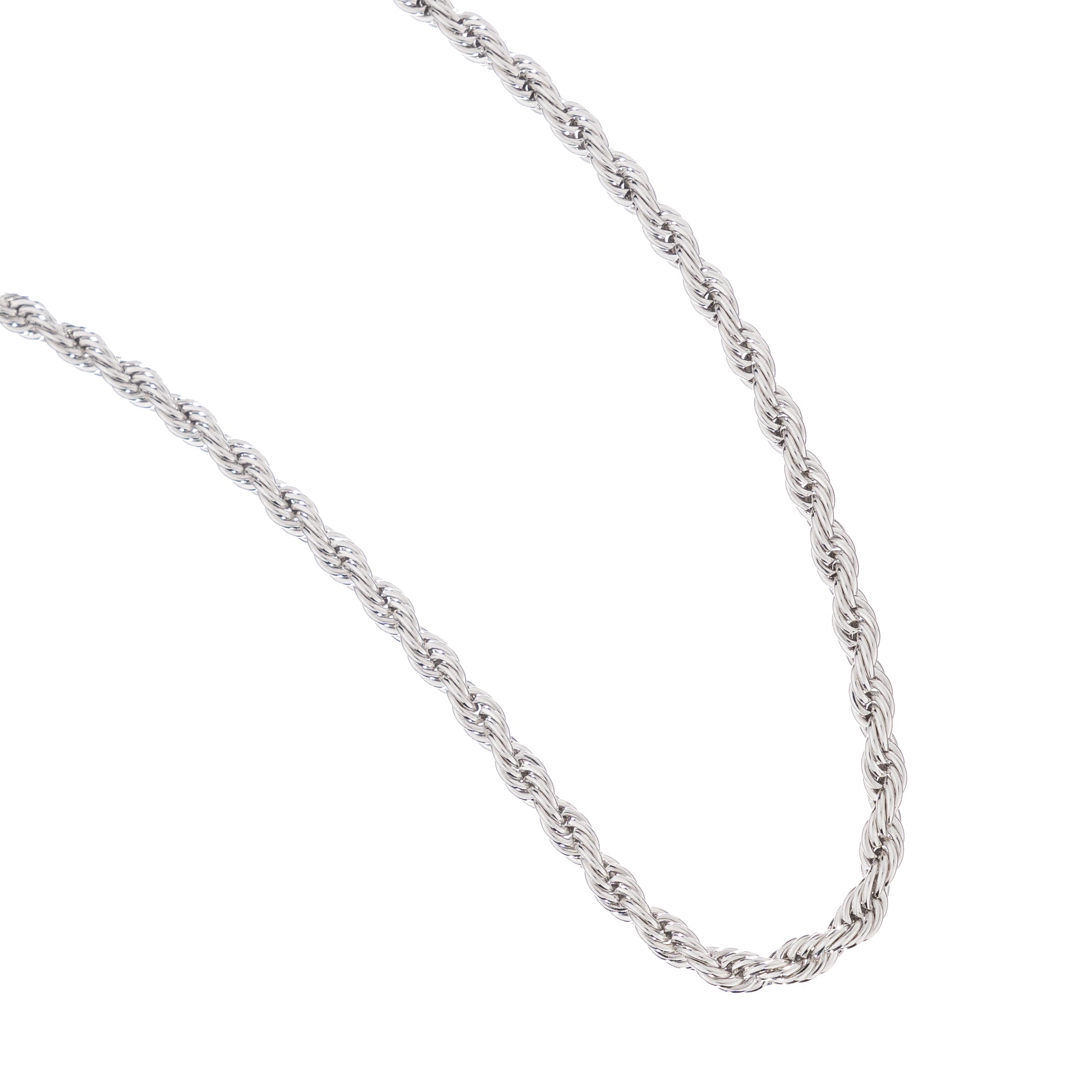 Waterproof Silver Chunky Twisted Necklace