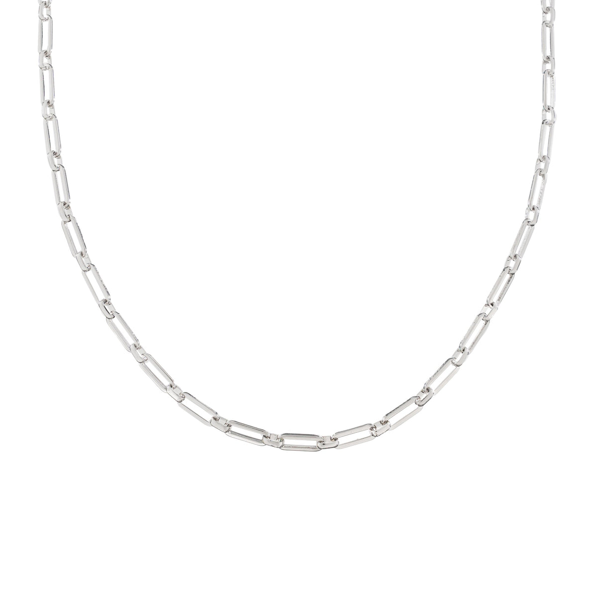 Waterproof Silver Paperclip Chain Necklace