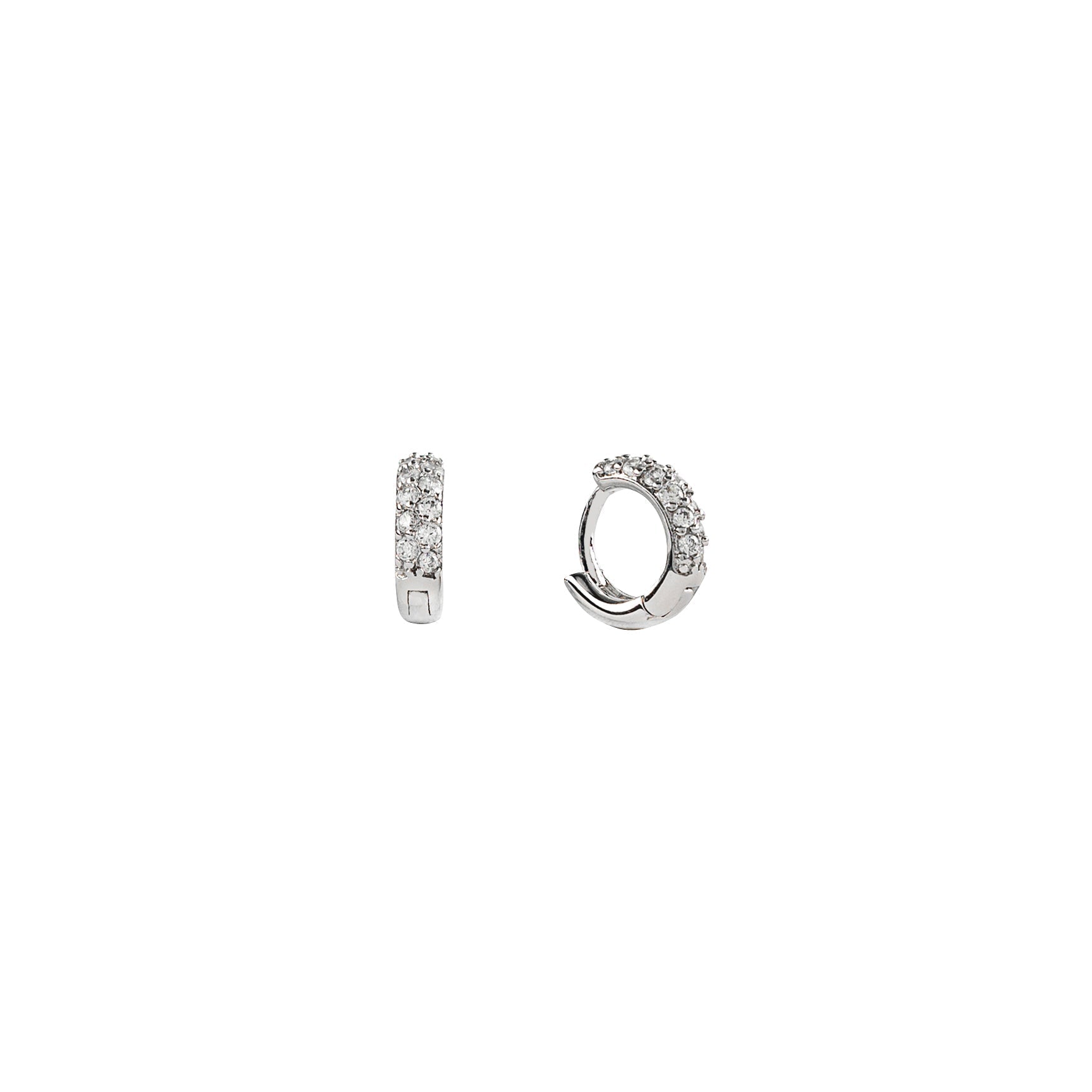 Demi-Fine Silver Crystal Huggies