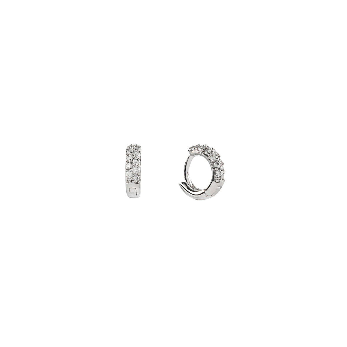 Demi-Fine Silver Crystal Huggies