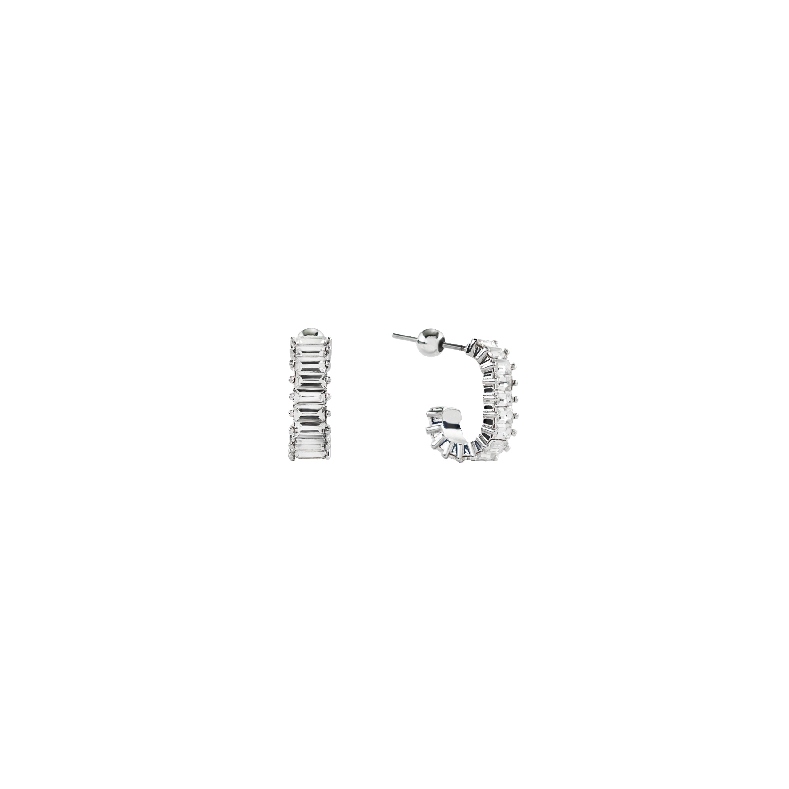 Demi-Fine Silver Squared Diamond Hoops