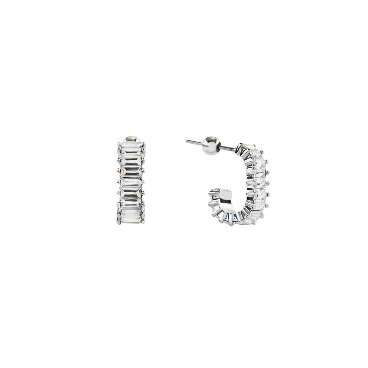 Demi-Fine Silver Squared Tennis Hoops