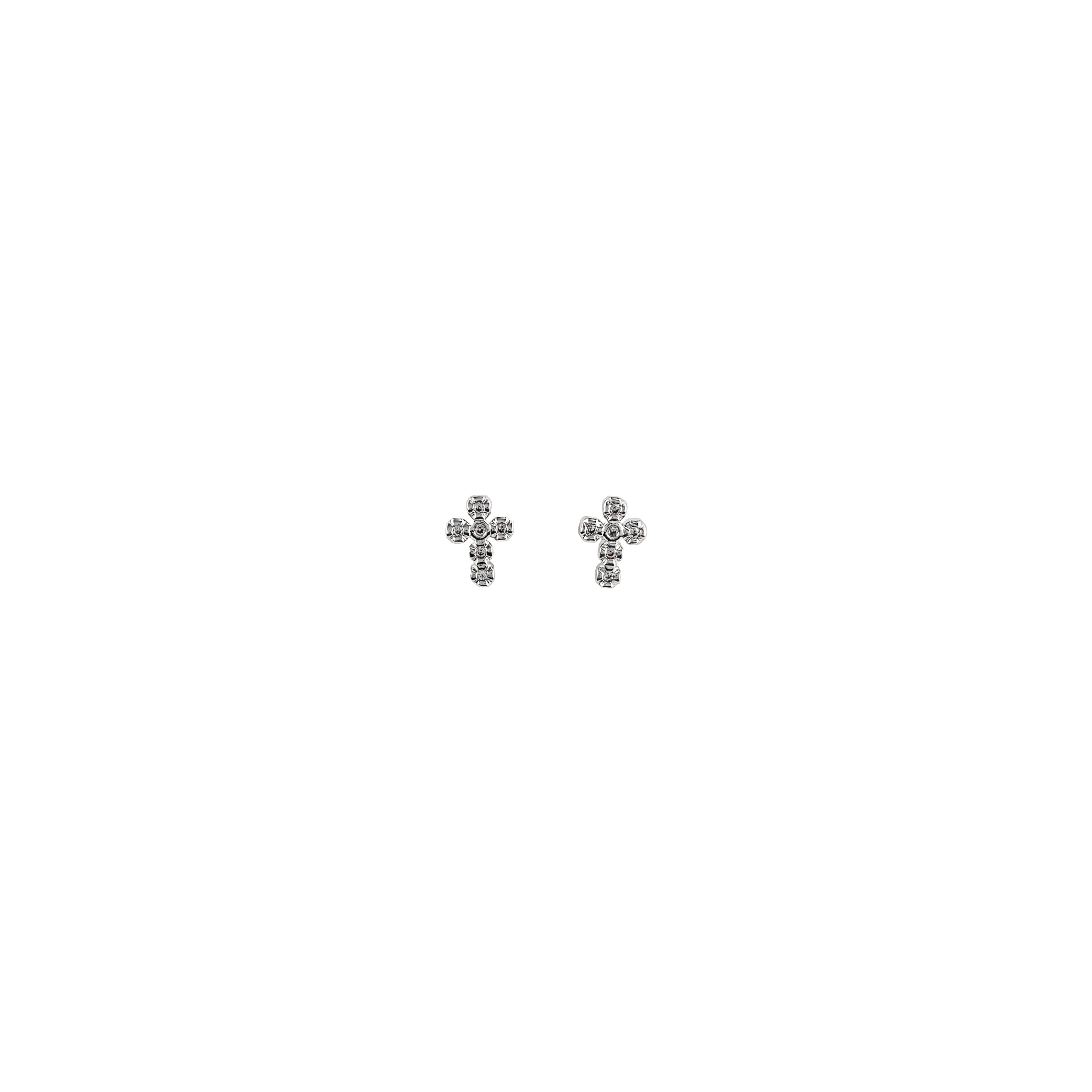 Demi-Fine Silver Crystal Cross Studs