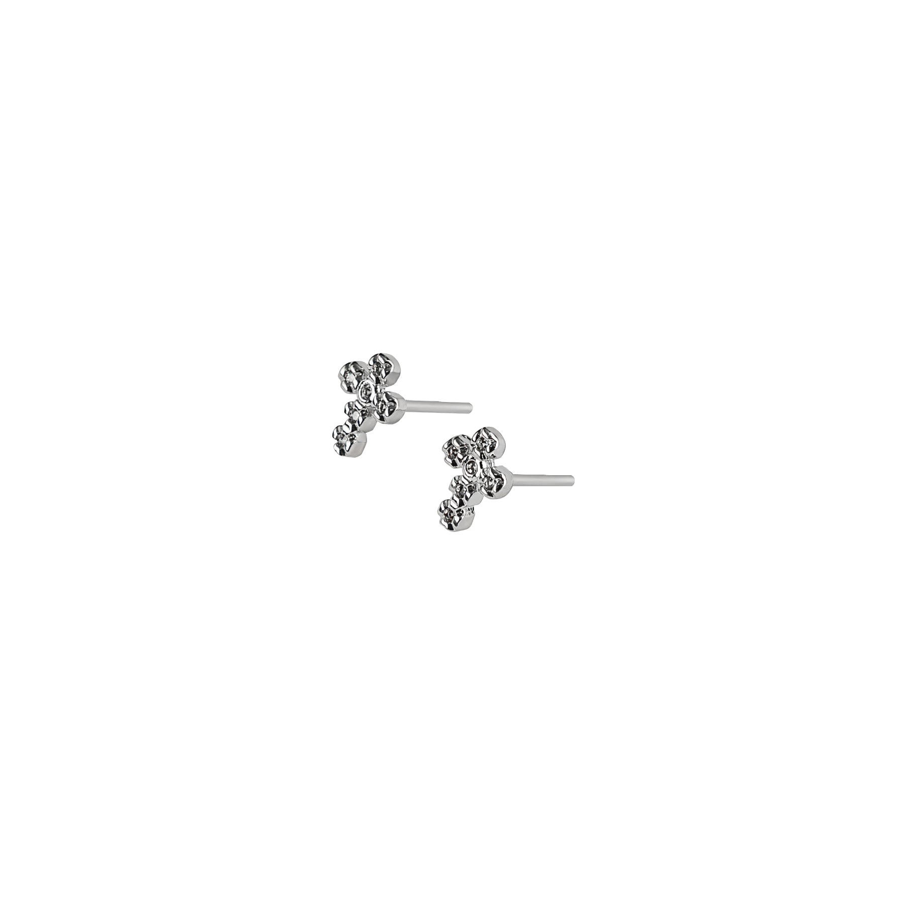 Demi-Fine Silver Crystal Cross Studs